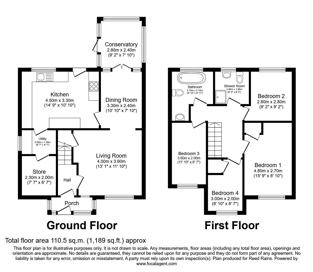 Floorplan of 4 bedroom Semi Detached House for sale, Sherford Close, Hazel Grove, Cheshire, SK7