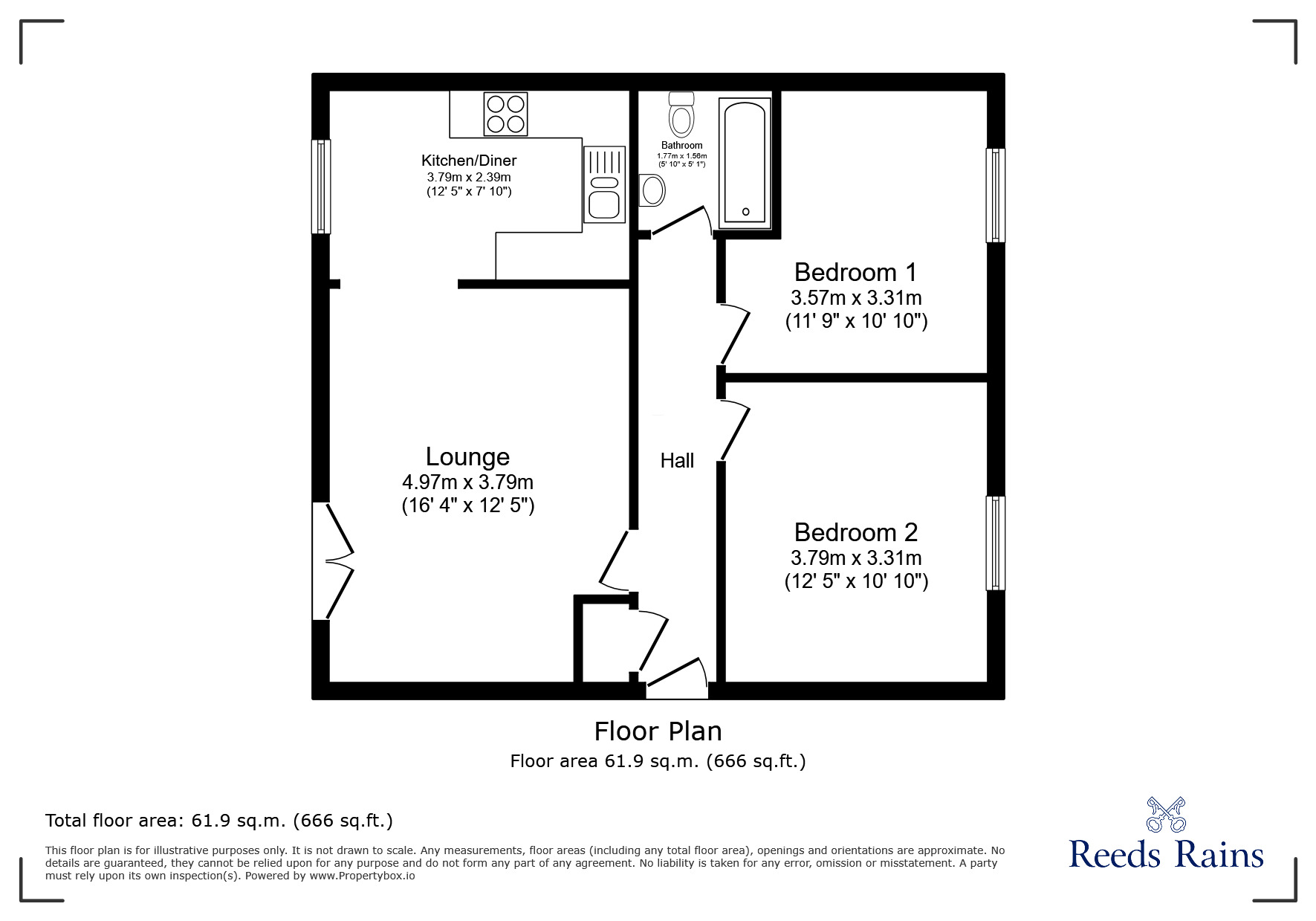 Floorplan of 2 bedroom Flat for sale, Cooper Street, Hazel Grove, Cheshire, SK7