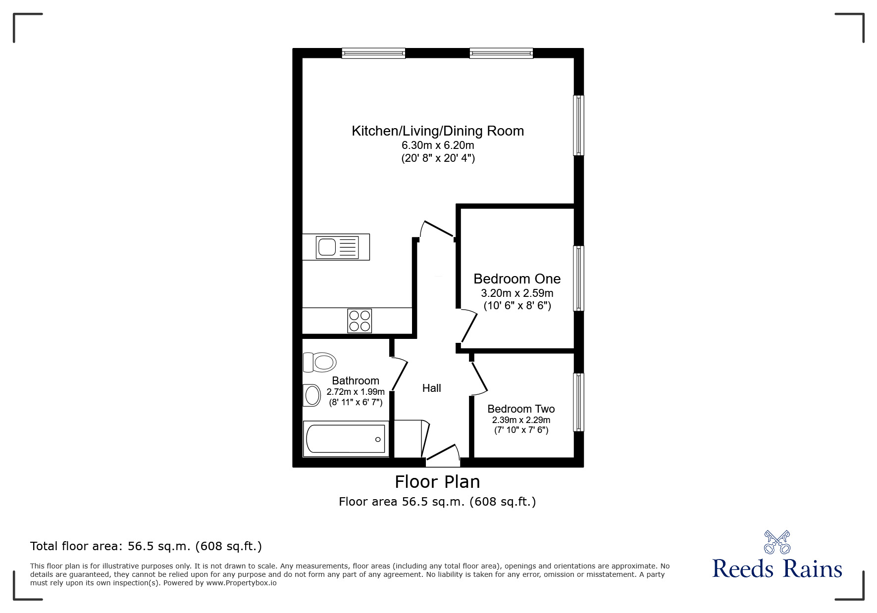 Floorplan of 2 bedroom Flat for sale, Hyde Bank Road, New Mills, Derbyshire, SK22