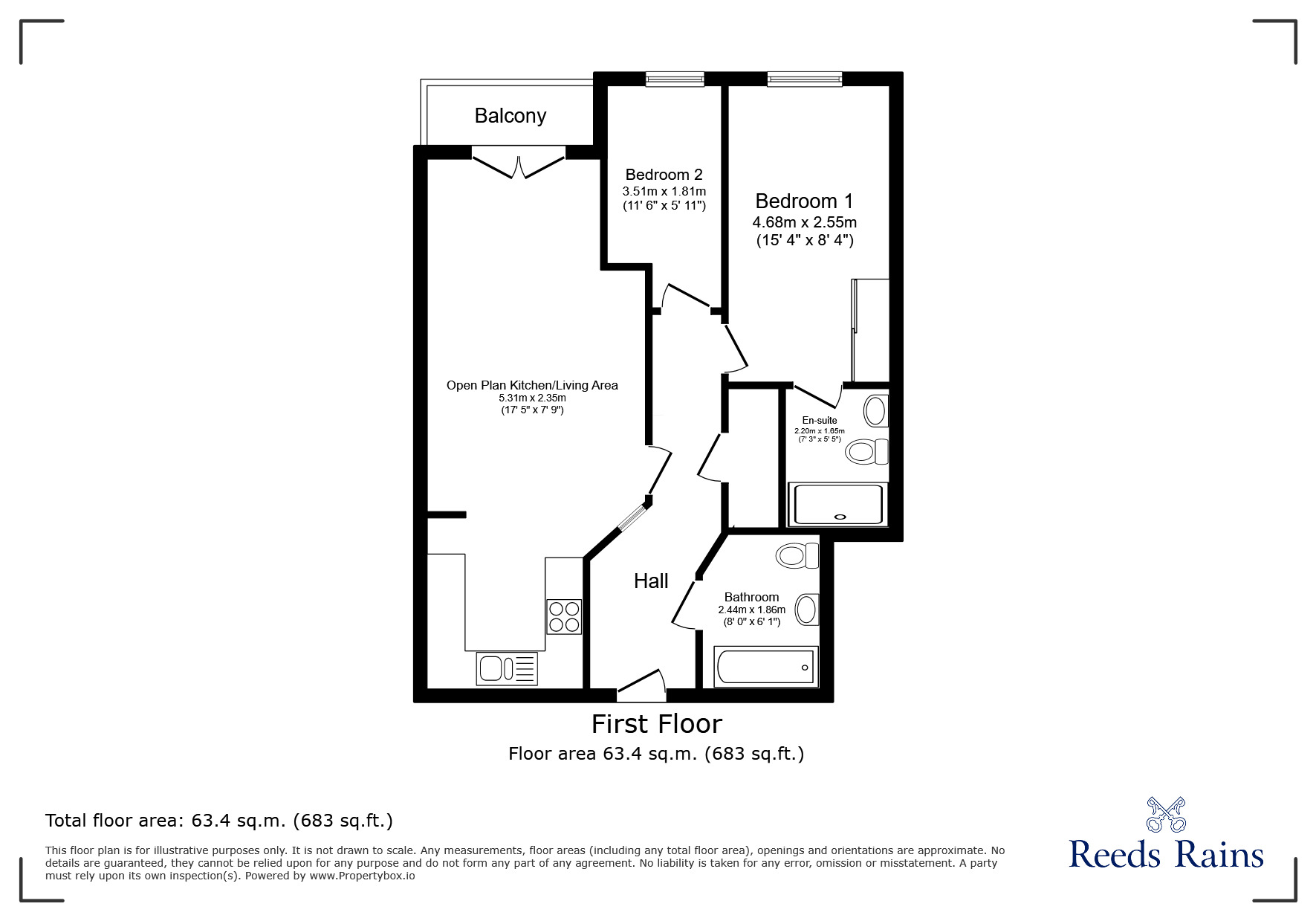 Floorplan of 2 bedroom Flat for sale, Wellington Street, Stockport, Cheshire, SK1