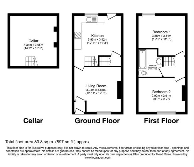 Floorplan of 2 bedroom Mid Terrace House for sale, Dundonald Street, Heaviley, Cheshire, SK2