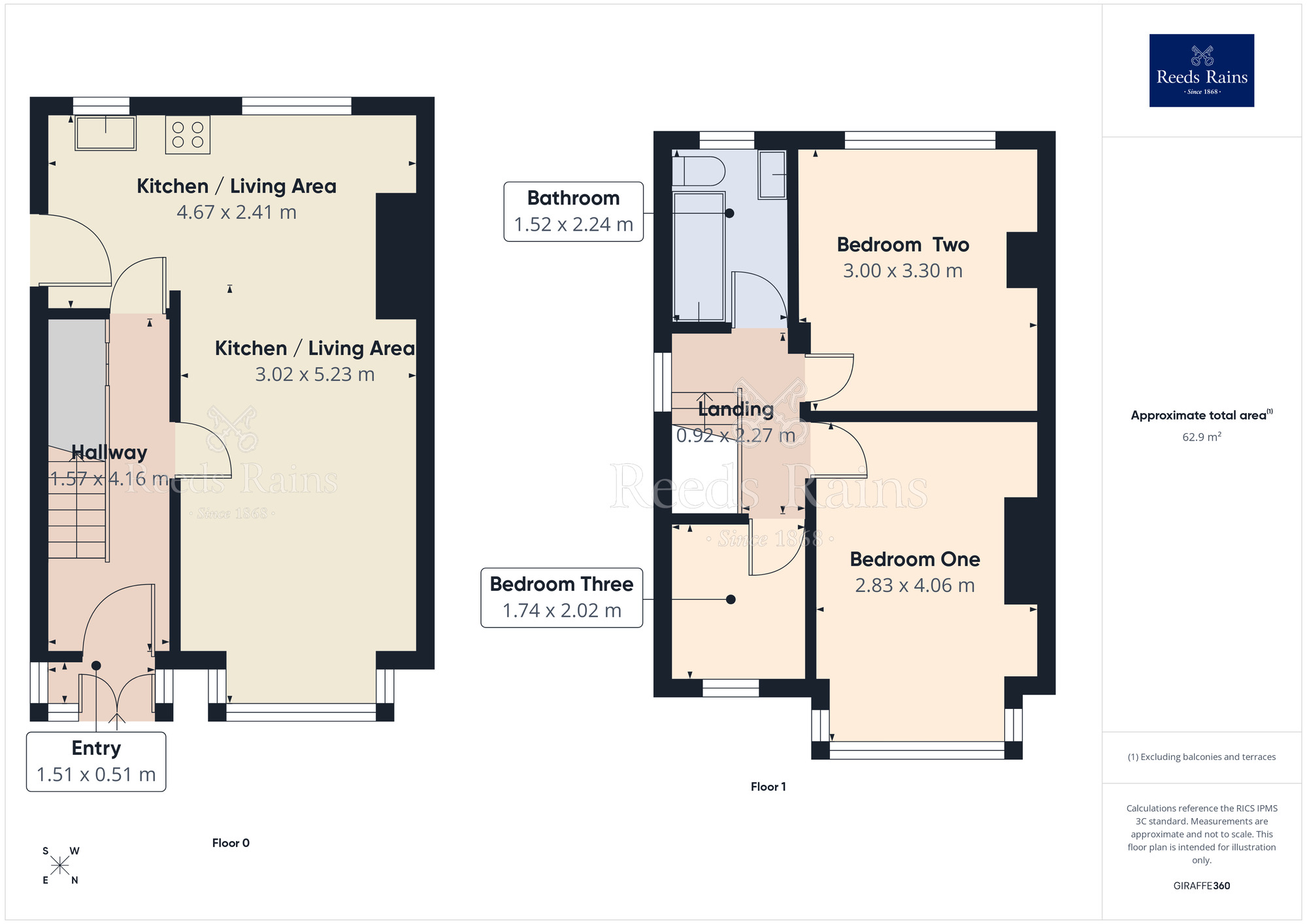 Floorplan of 3 bedroom Semi Detached House for sale, Claremont Road, Great Moor, Cheshire, SK2