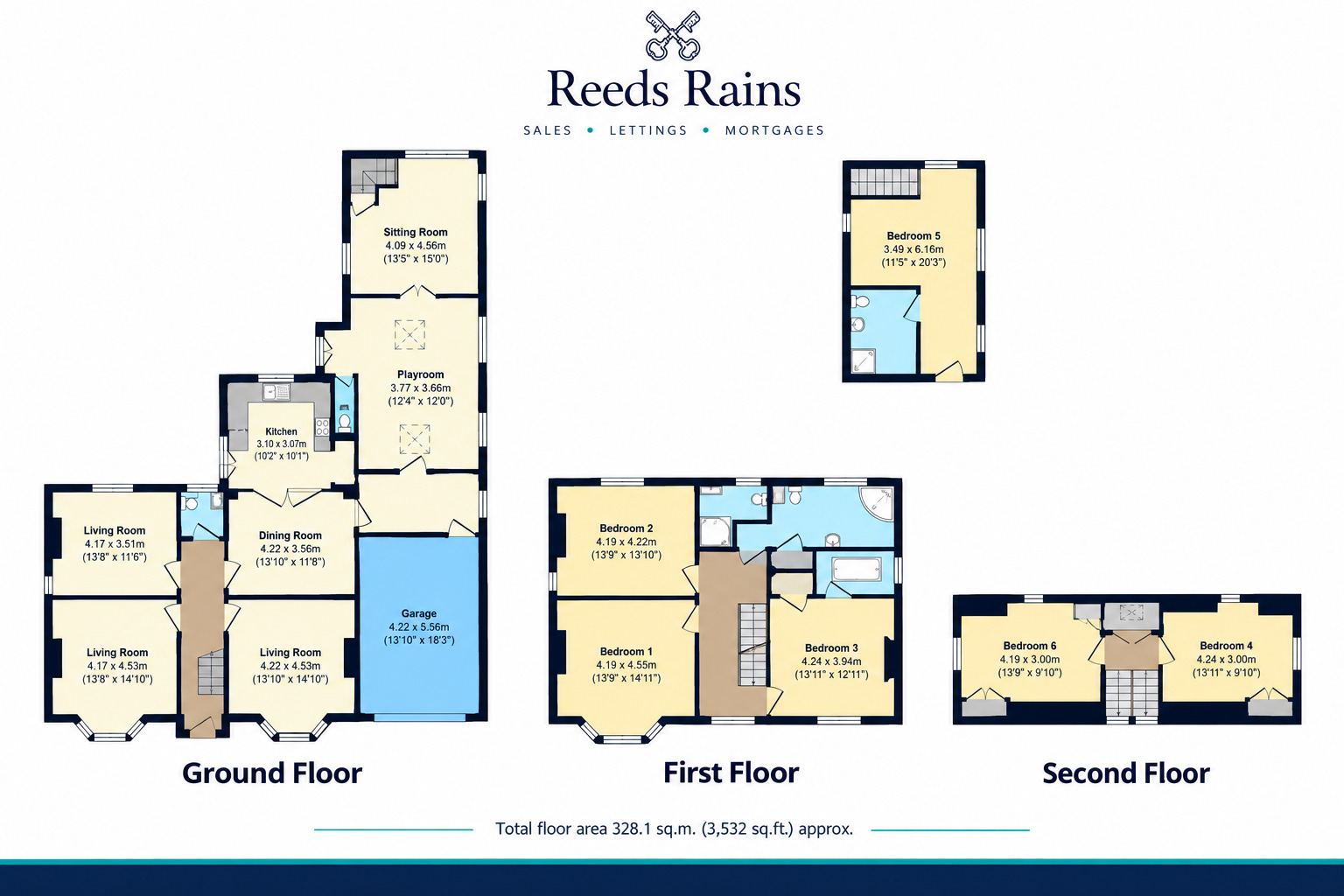 Floorplan of 6 bedroom Detached House for sale, Lisburne Lane, Offerton, Cheshire, SK2