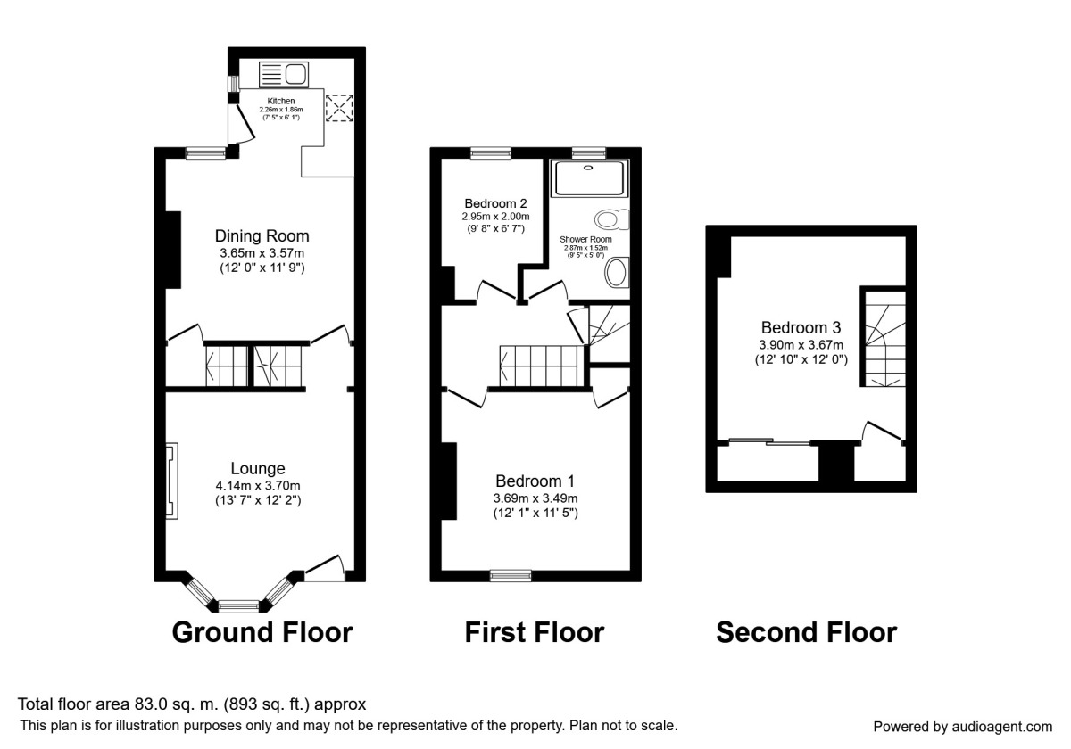 Floorplan of 3 bedroom Mid Terrace House to rent, Eskdale Road, Sheffield, S6
