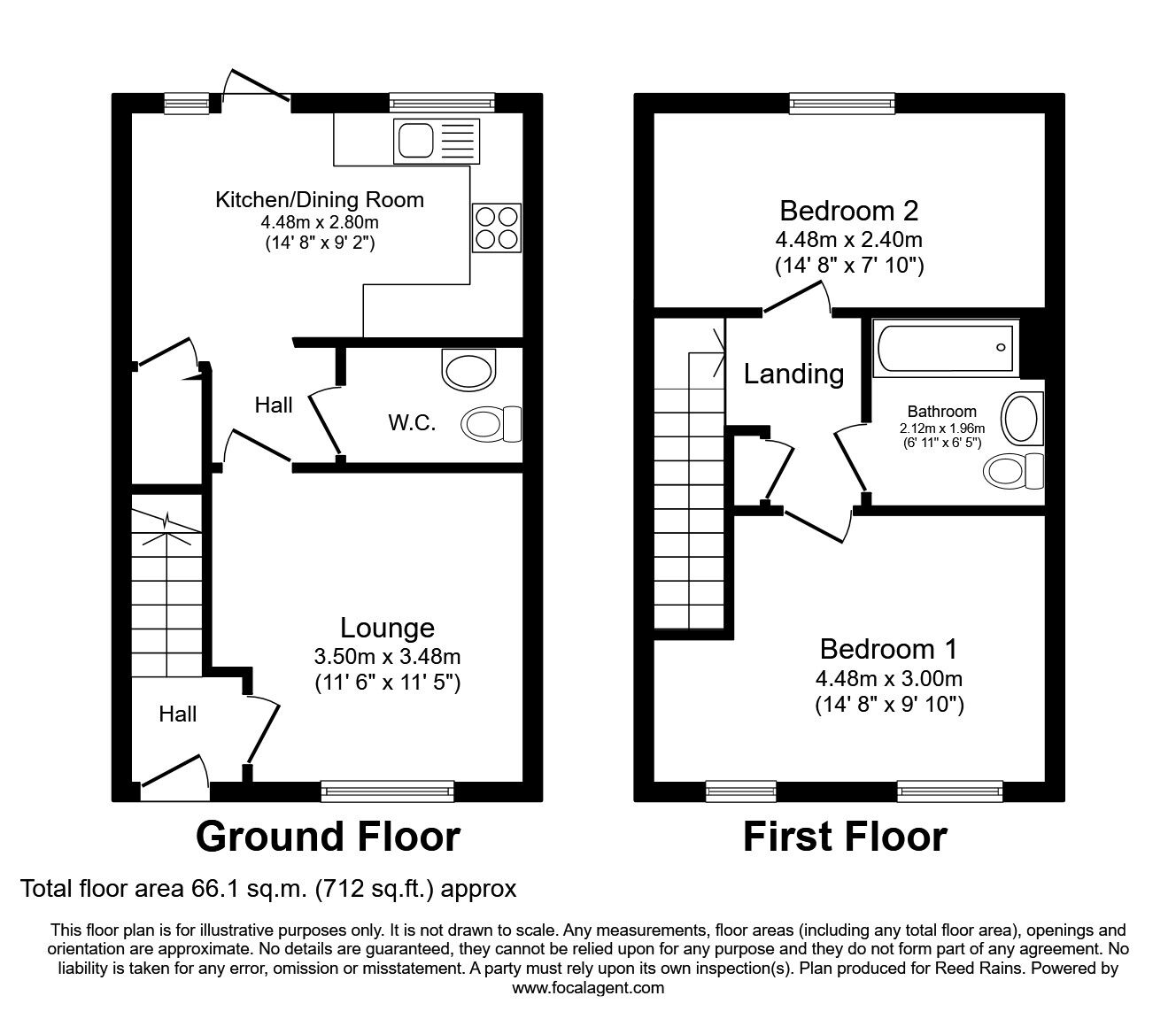 Floorplan of 2 bedroom Mid Terrace House to rent, Falstaff Road, Sheffield, South Yorkshire, S5