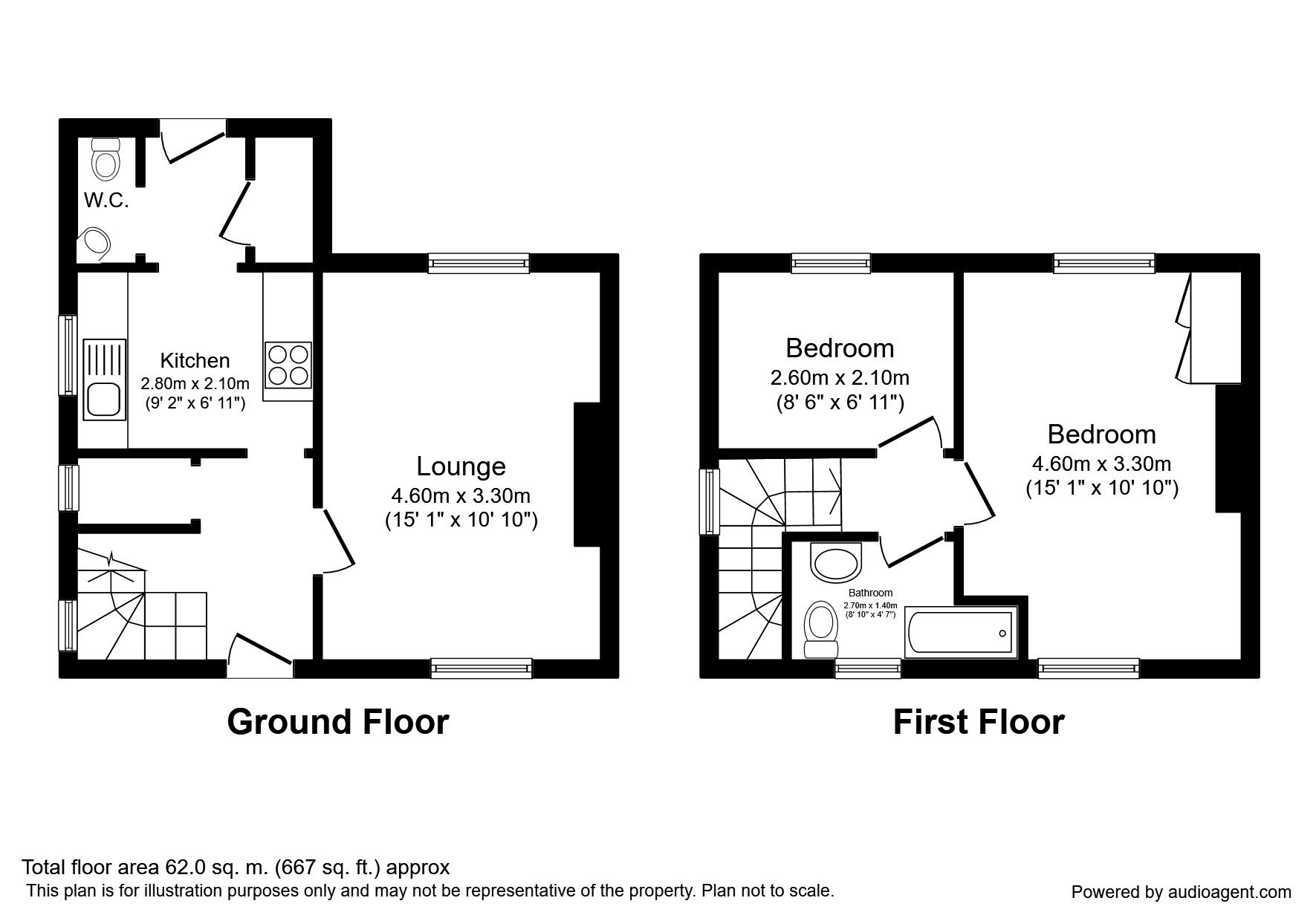 Floorplan of 2 bedroom Semi Detached House to rent, Woolley Wood Road, Sheffield, S5