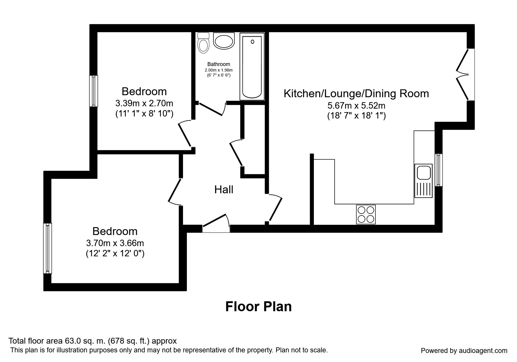 Floorplan of 2 bedroom  Flat to rent, Middlewood Road, Sheffield, S6