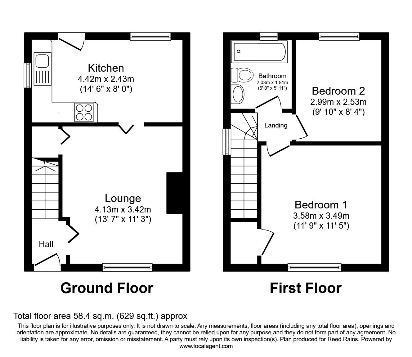 Floorplan of 2 bedroom Semi Detached House for sale, Cookson Road, Sheffield, South Yorkshire, S5