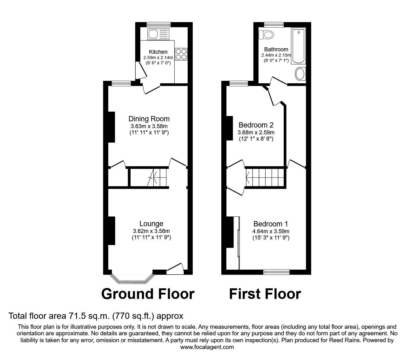 Floorplan of 2 bedroom Mid Terrace House to rent, Hinde House Lane, Sheffield, South Yorkshire, S4