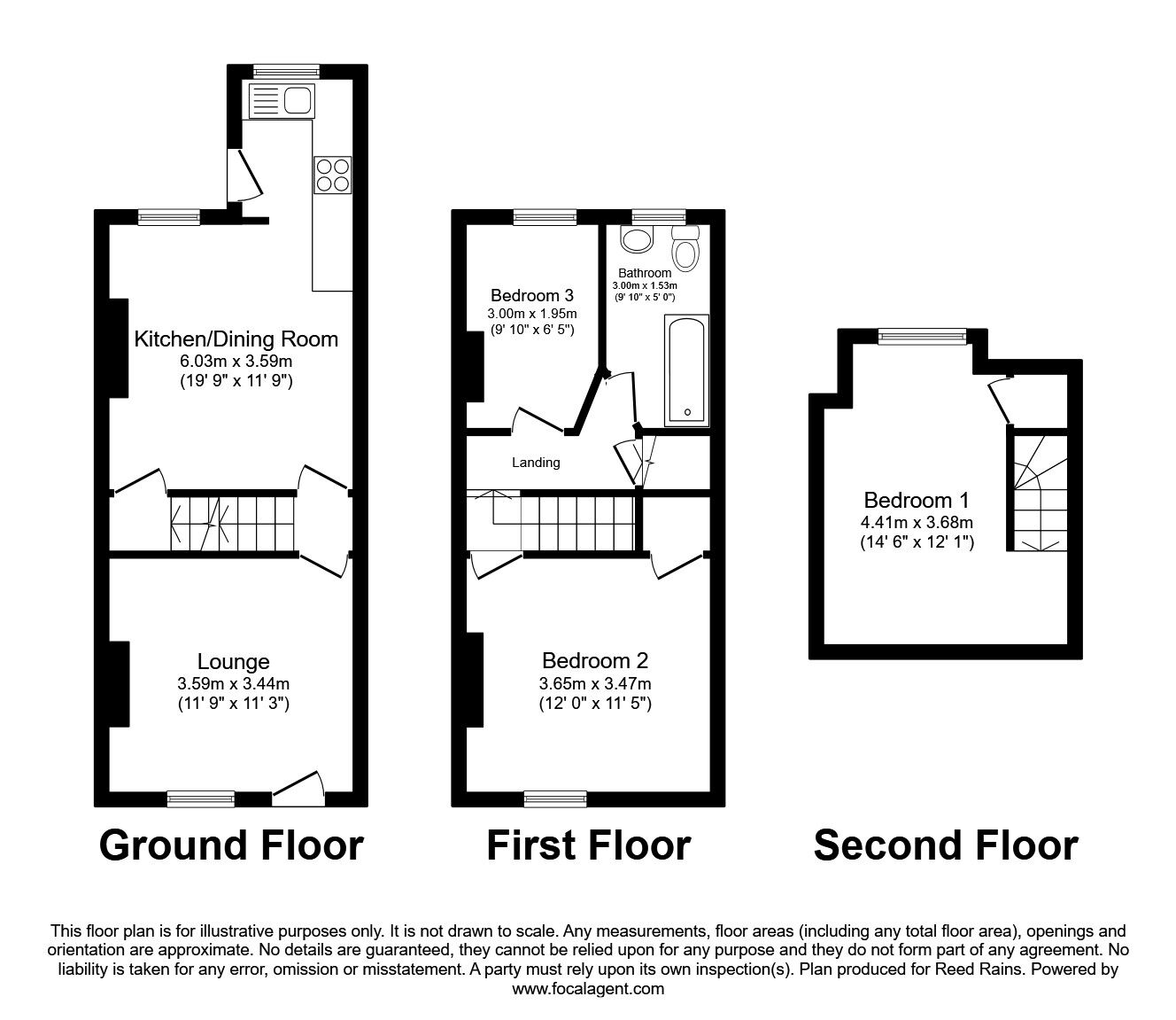 Floorplan of 3 bedroom Mid Terrace House to rent, Hawksworth Road, Sheffield, S6