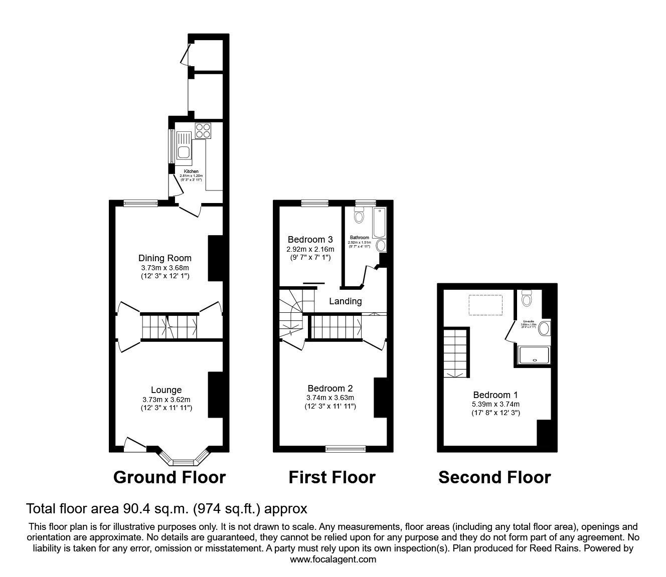 Floorplan of 3 bedroom Mid Terrace House to rent, Carrington Road, Sheffield, S11