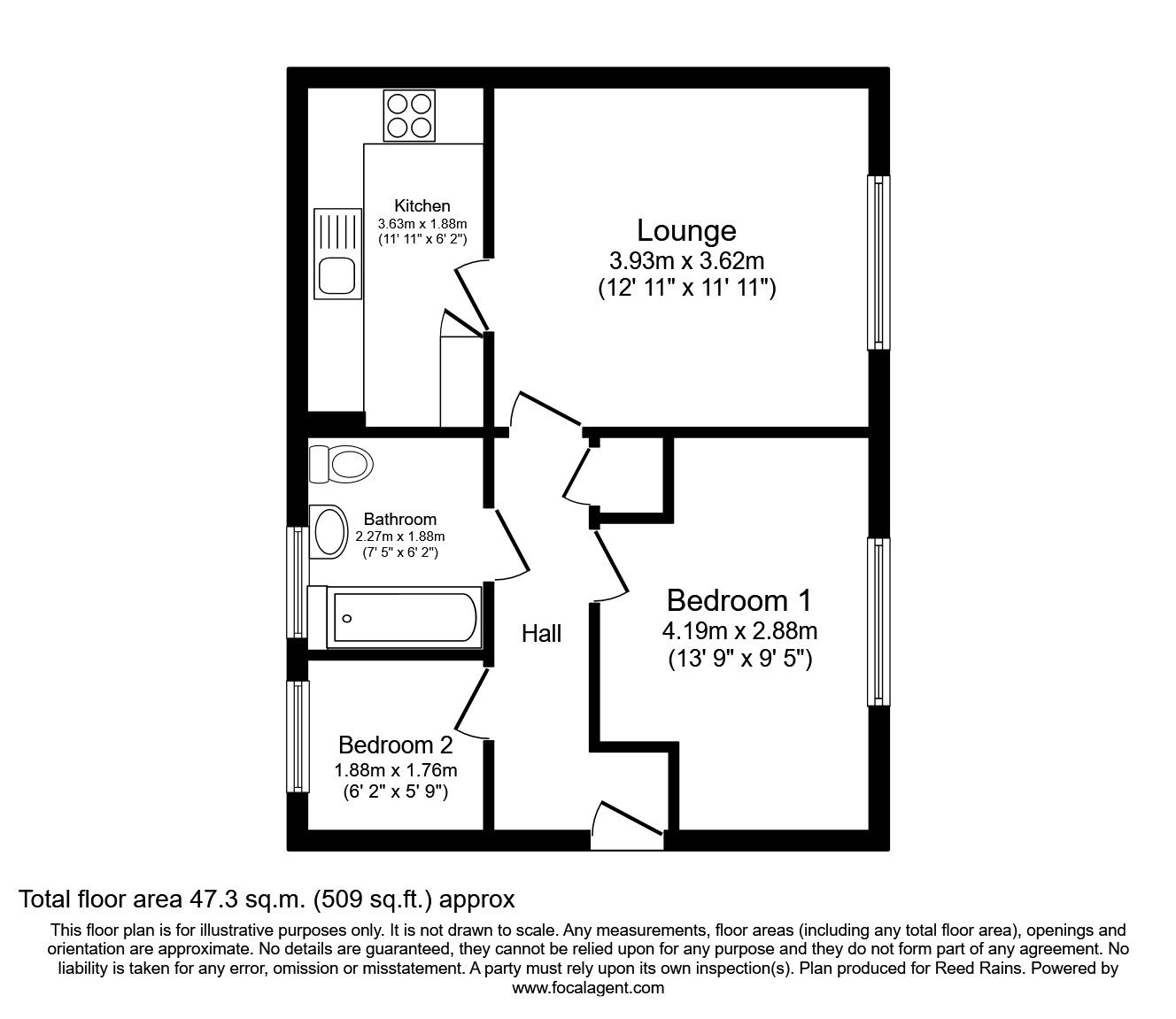 Floorplan of 2 bedroom  Flat to rent, Longley Hall Road, Sheffield, South Yorkshire, S5