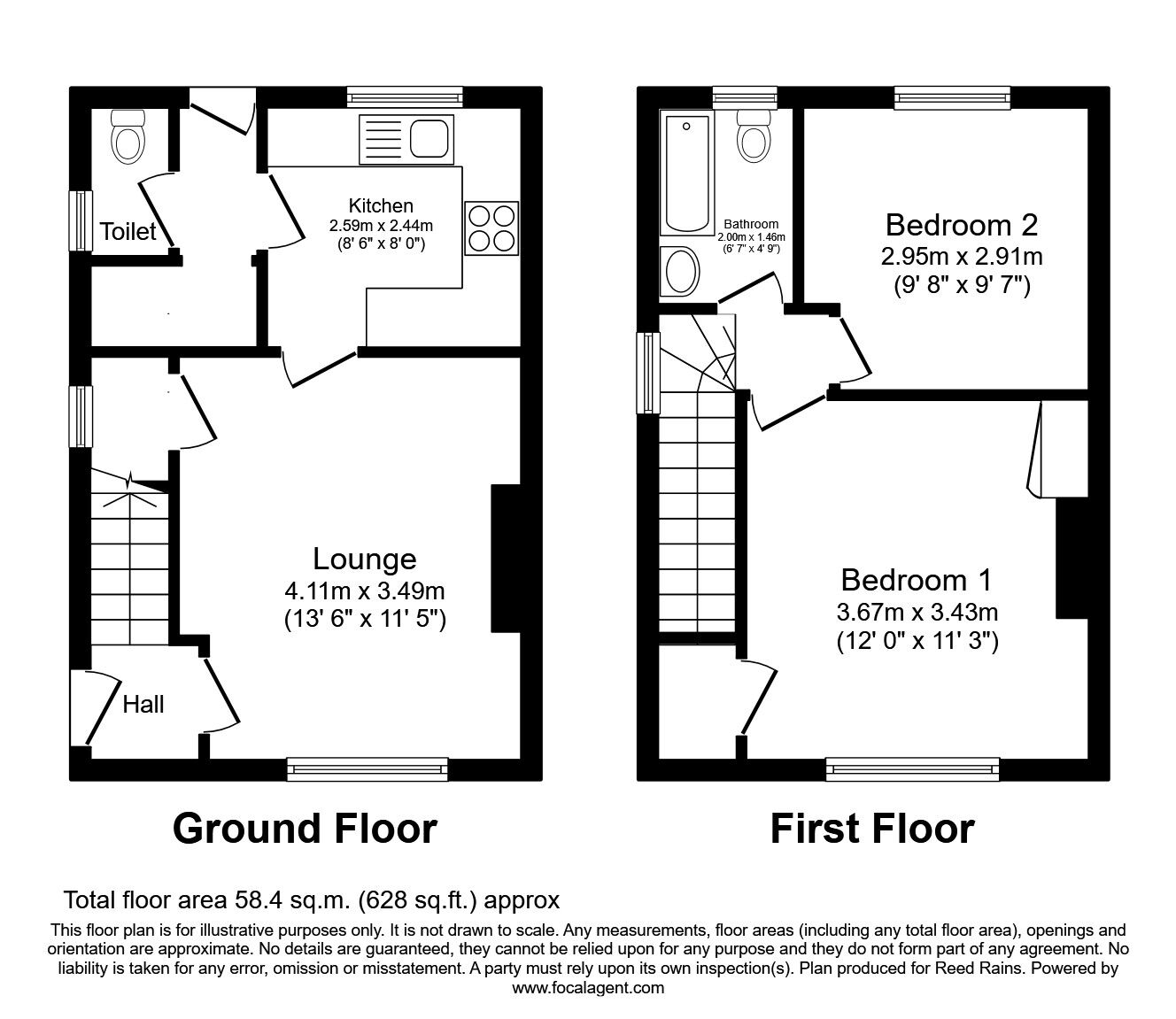 Floorplan of 2 bedroom End Terrace House to rent, Shirecliffe Road, Sheffield, South Yorkshire, S5