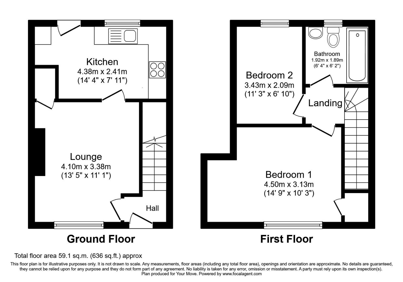 Floorplan of 2 bedroom Mid Terrace House to rent, Wheatfield Crescent, Sheffield, South Yorkshire, S5