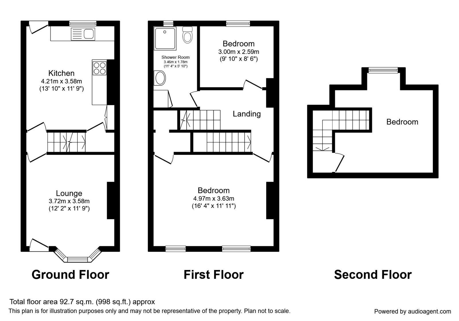 Floorplan of 3 bedroom Mid Terrace House to rent, Eskdale Road, Sheffield, South Yorkshire, S6