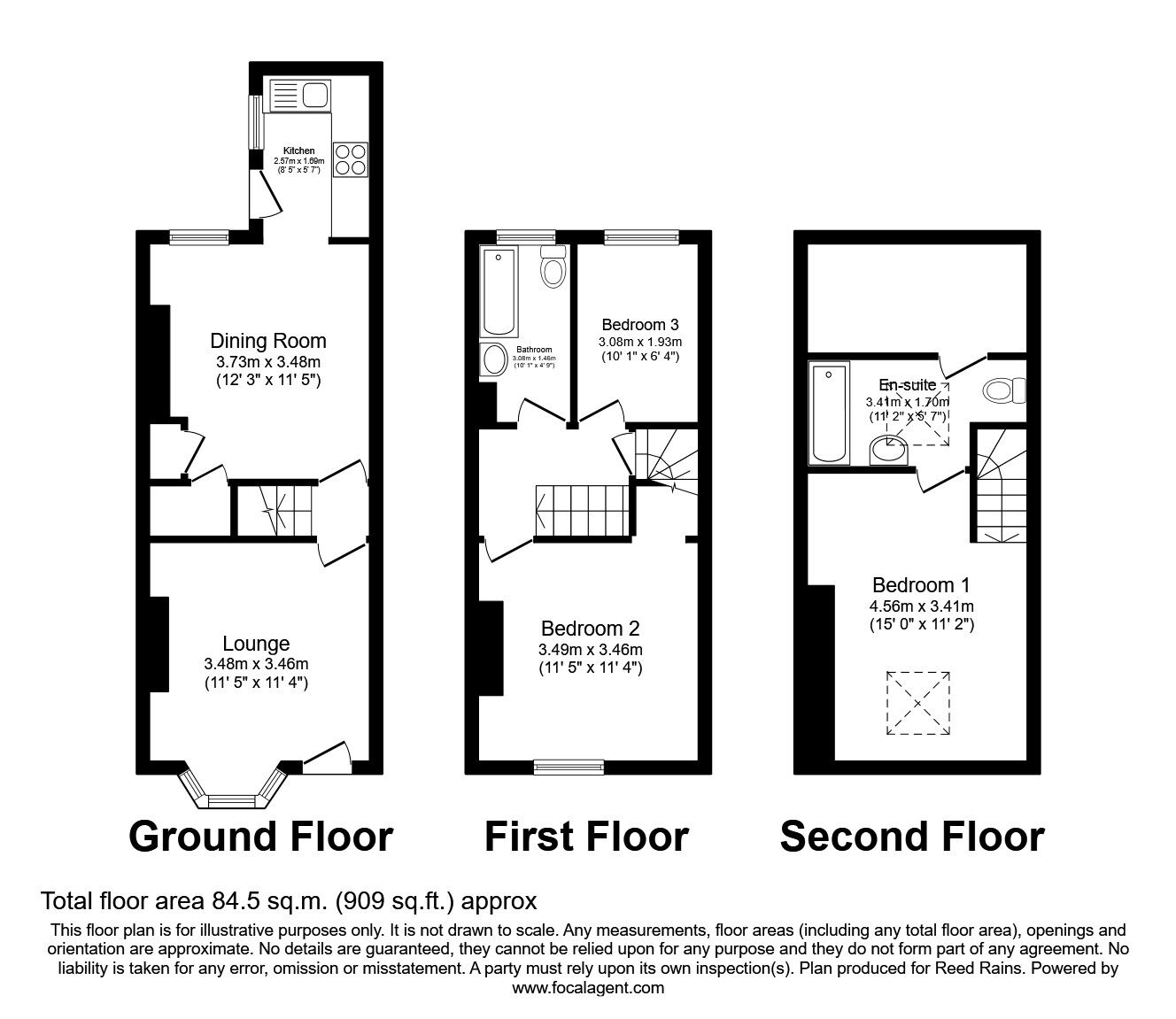 Floorplan of 3 bedroom Mid Terrace House to rent, Wayland Road, Sheffield, South Yorkshire, S11