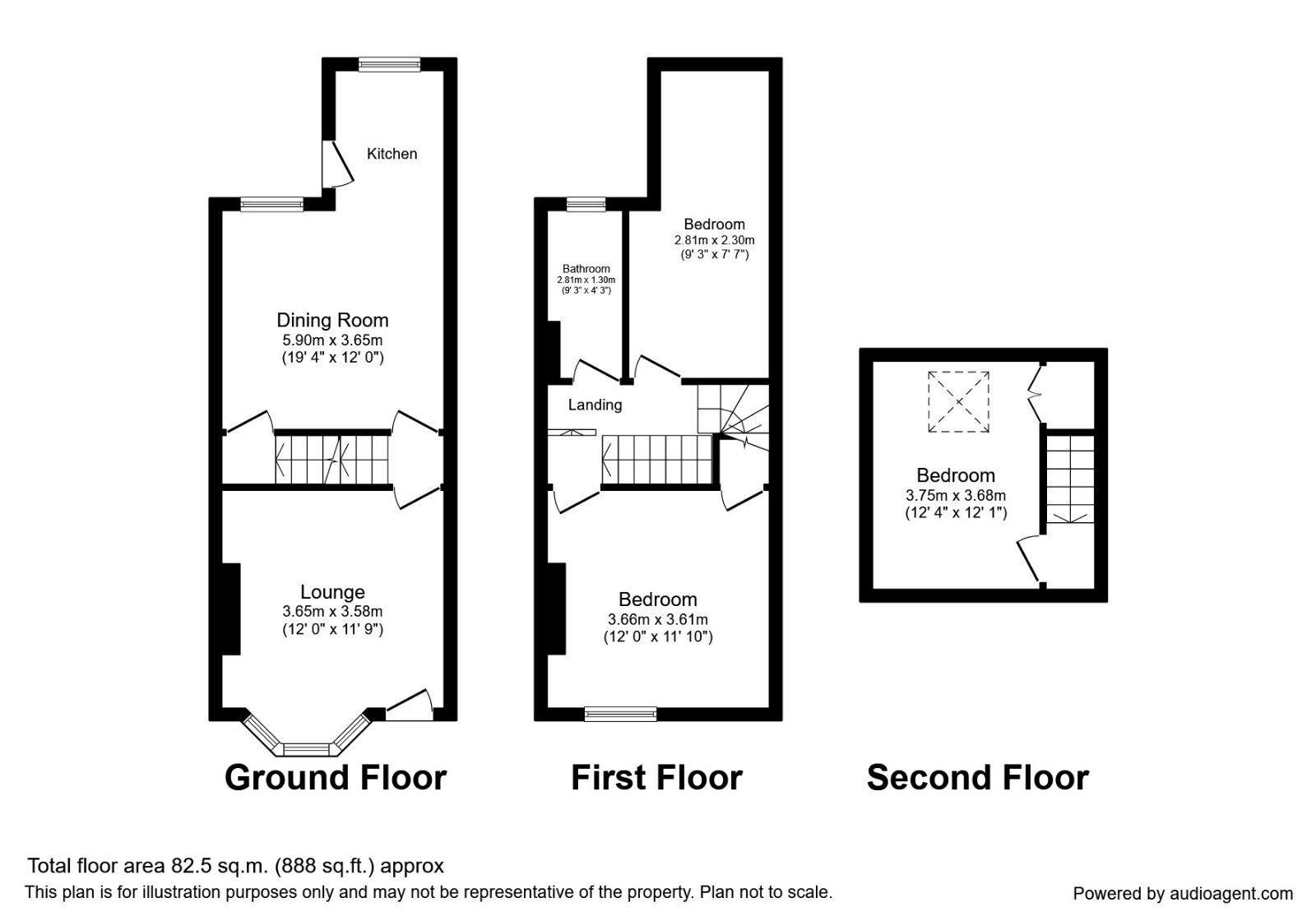 Floorplan of 3 bedroom Mid Terrace House to rent, Mona Road, Sheffield, South Yorkshire, S10