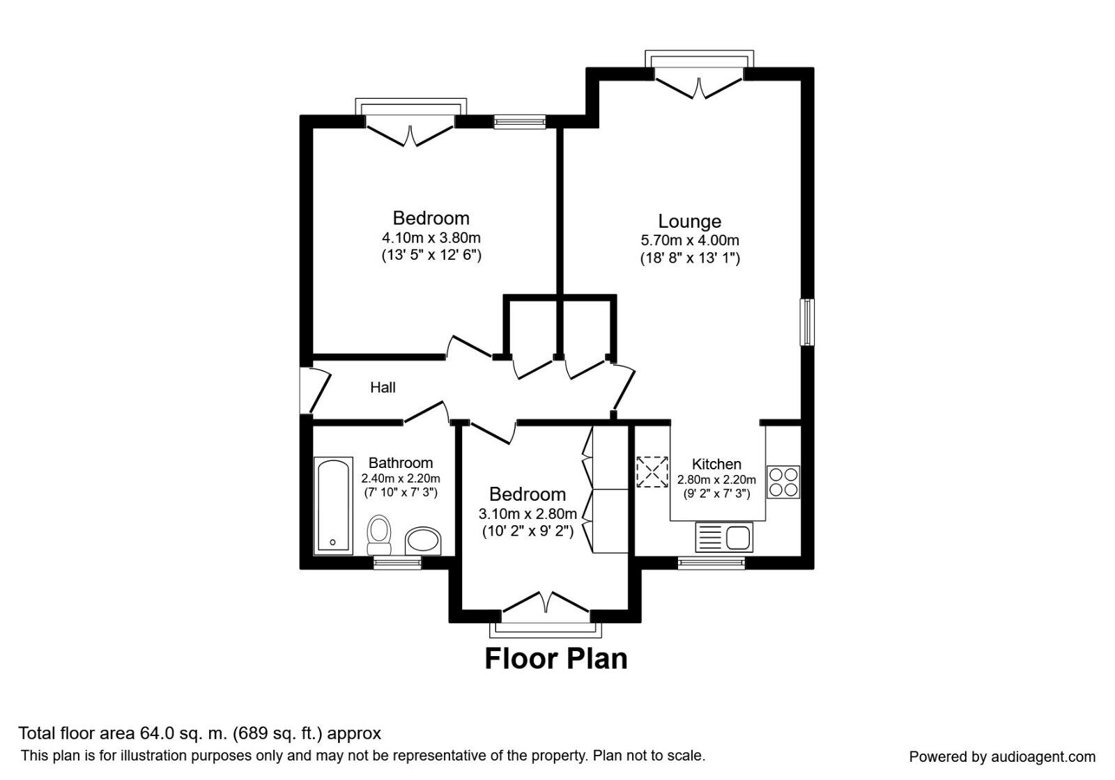 Floorplan of 2 bedroom  Flat to rent, Grenoside Grange Close, Grenoside, South Yorkshire, S35