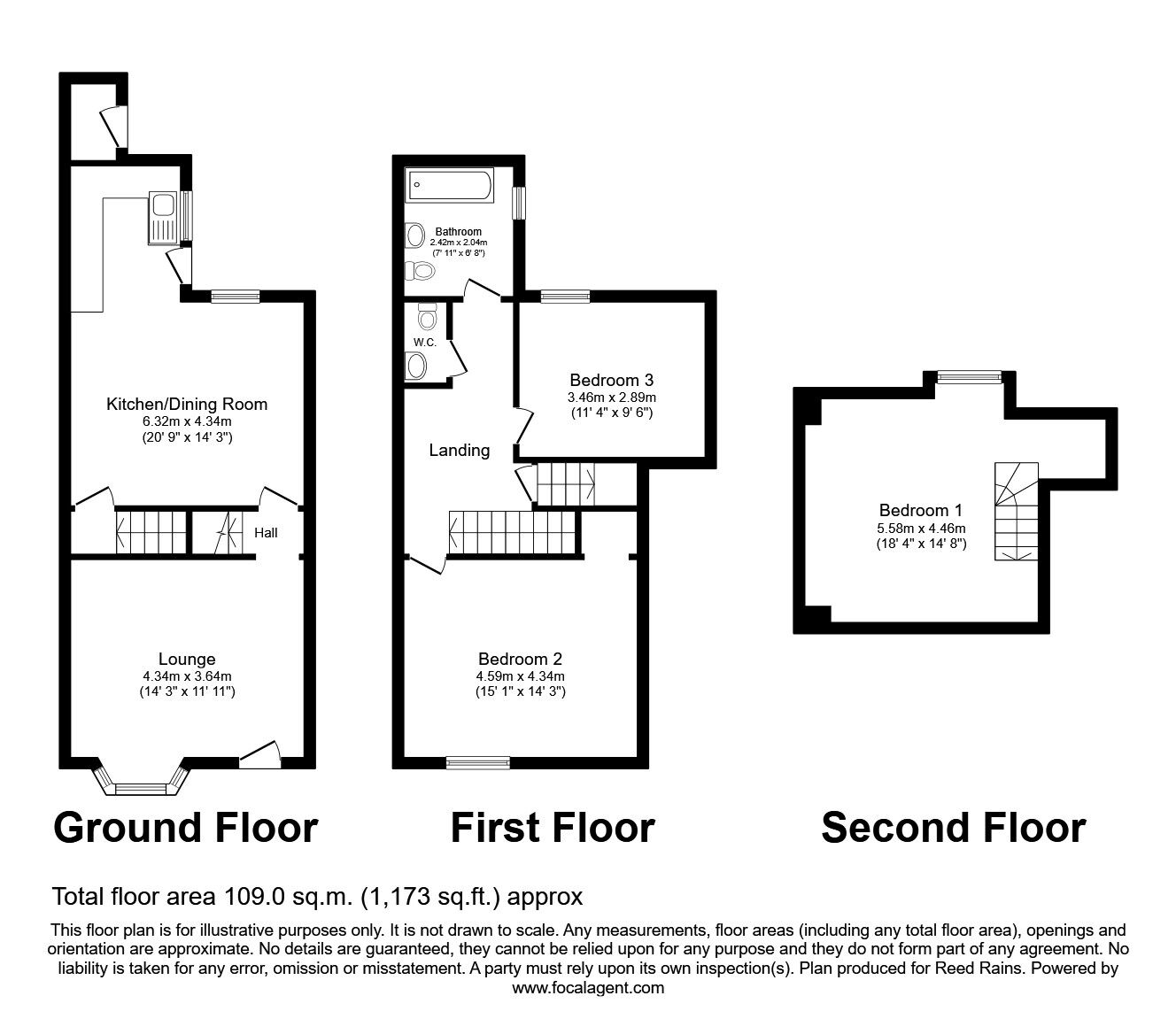 Floorplan of 3 bedroom Mid Terrace House to rent, Wood Road, Sheffield, South Yorkshire, S6