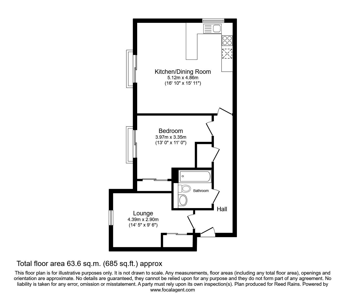 Floorplan of 2 bedroom  Flat for sale, Dial House Court, Sheffield, South Yorkshire, S6