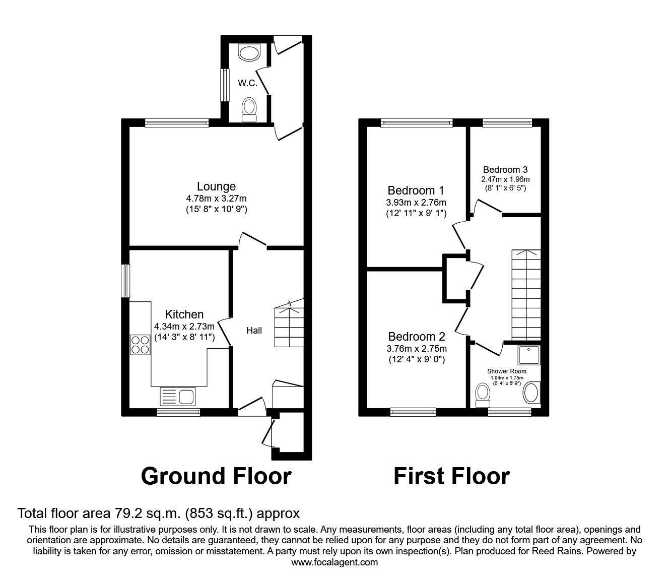 Floorplan of 3 bedroom Semi Detached House to rent, Lytton Avenue, Sheffield, South Yorkshire, S5