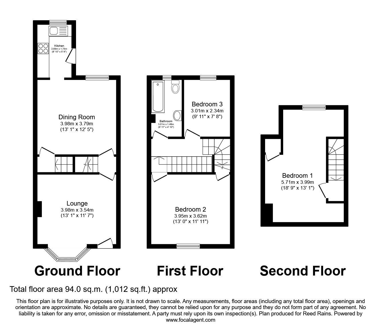 Floorplan of 3 bedroom Mid Terrace House to rent, Wynyard Road, Sheffield, South Yorkshire, S6