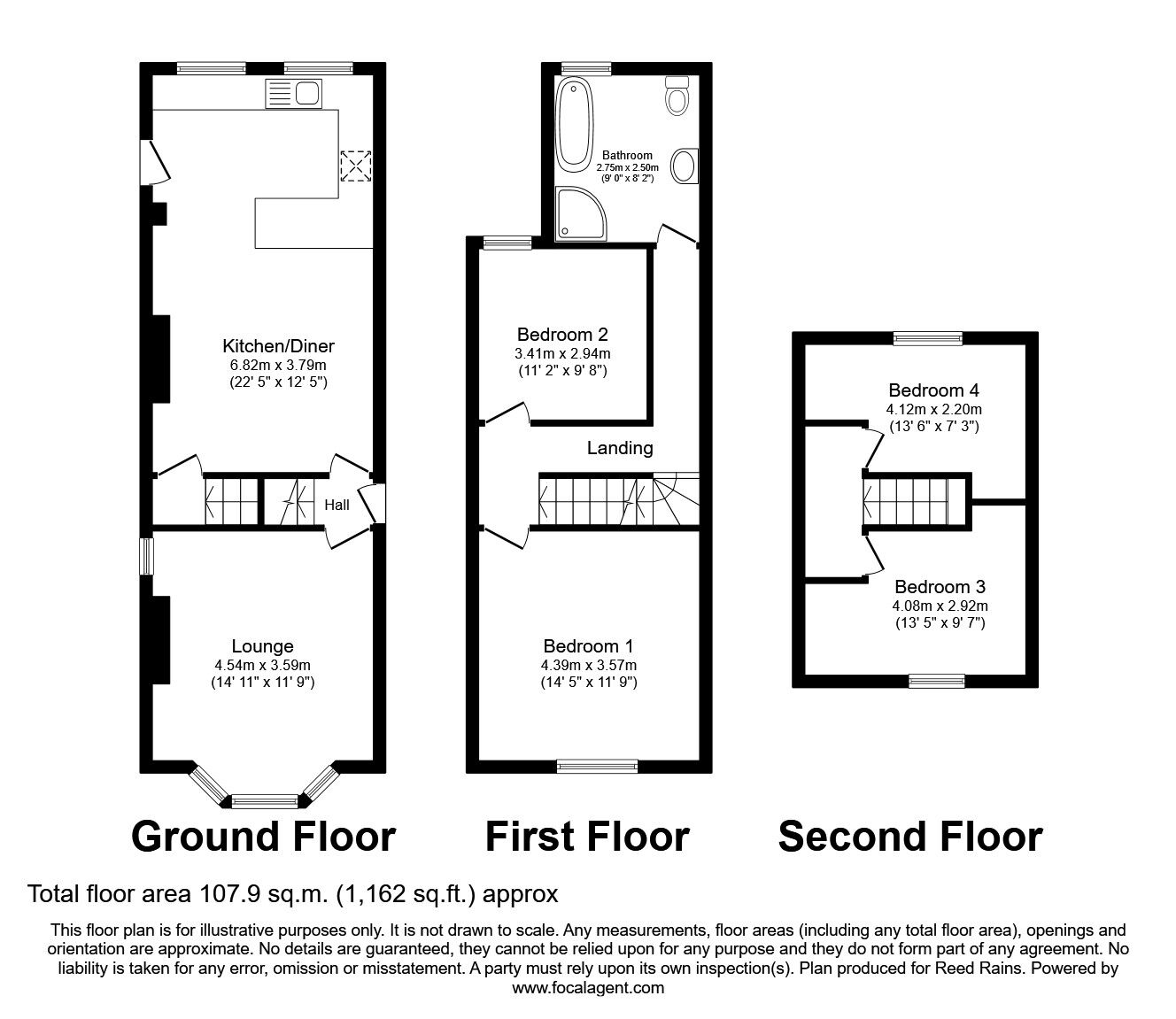Floorplan of 4 bedroom End Terrace House to rent, Parkside Road, Sheffield, South Yorkshire, S6