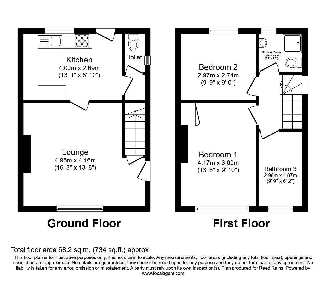 Floorplan of 3 bedroom End Terrace House to rent, Southey Green Road, Sheffield, South Yorkshire, S5