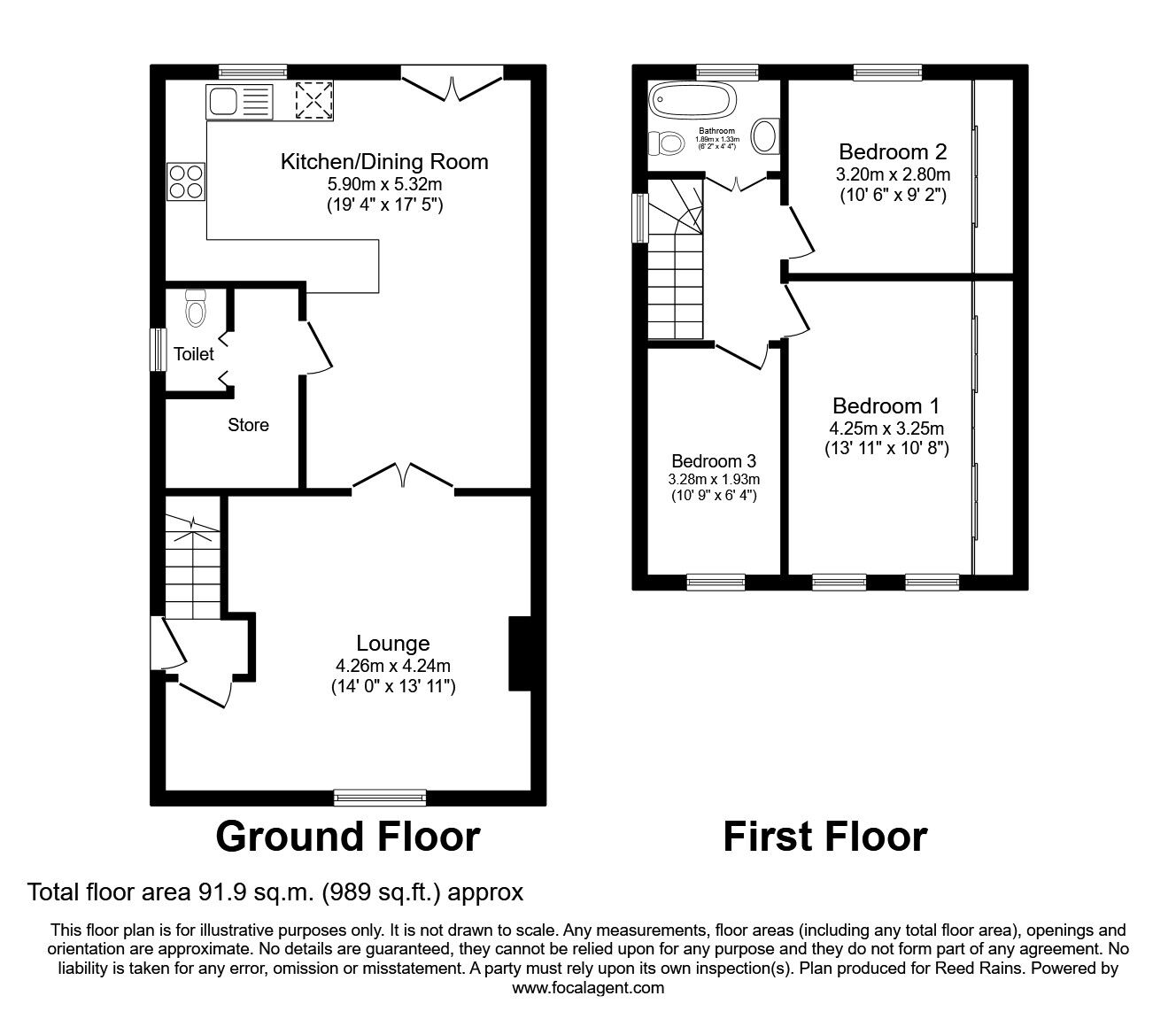 Floorplan of 3 bedroom End Terrace House to rent, Gregg House Crescent, Sheffield, South Yorkshire, S5