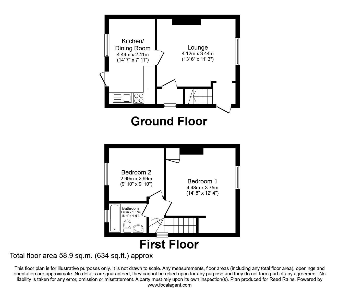 Floorplan of 2 bedroom Semi Detached House to rent, Dryden Road, Sheffield, South Yorkshire, S5