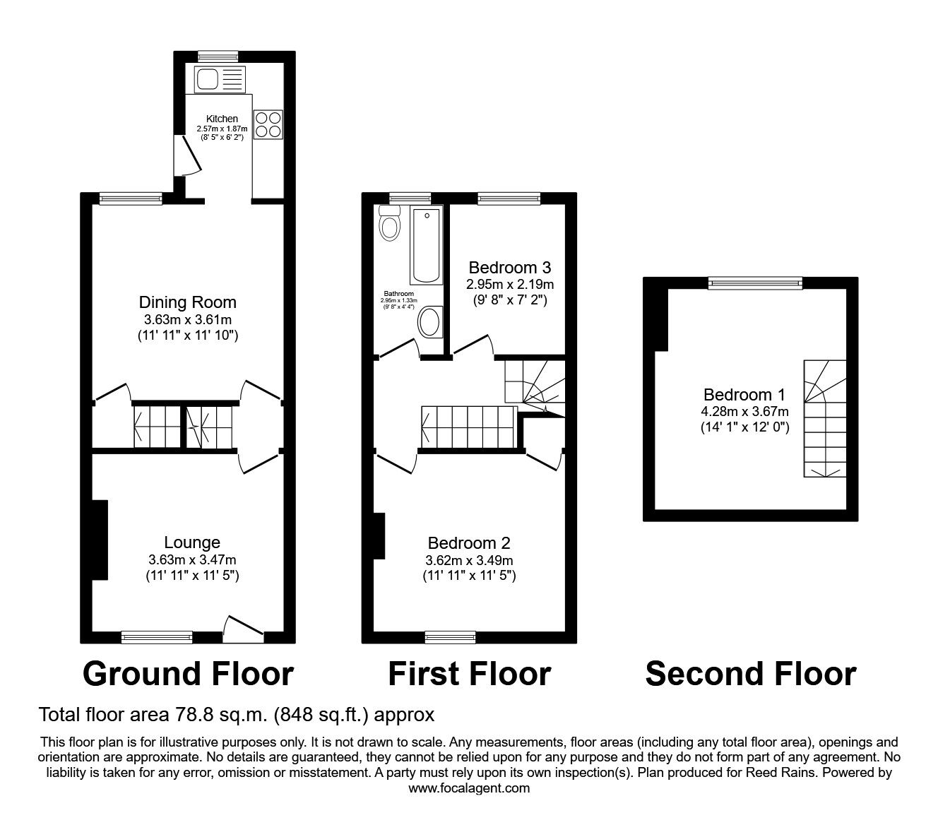 Floorplan of 3 bedroom Mid Terrace House to rent, Marion Road, Sheffield, South Yorkshire, S6