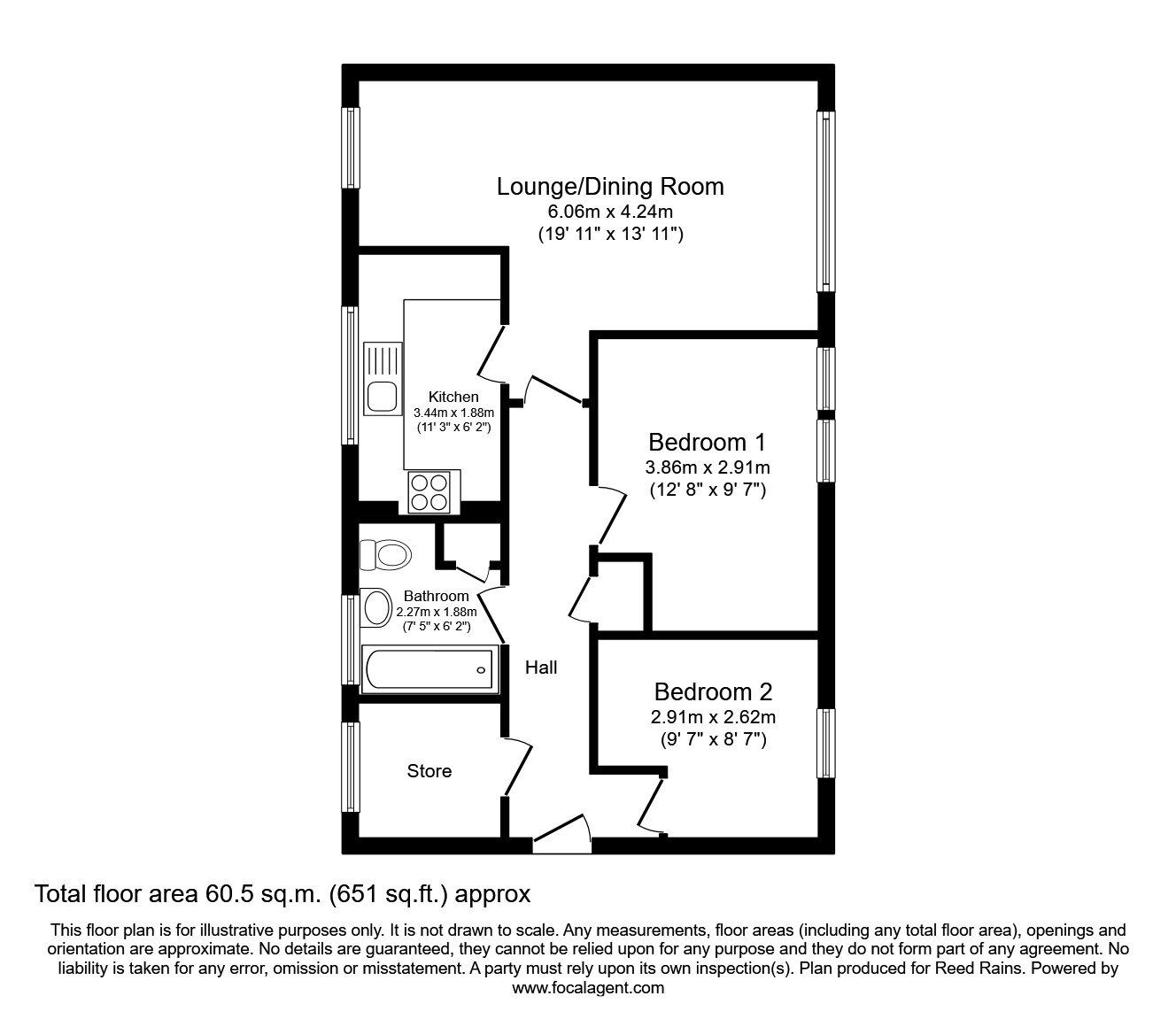 Floorplan of 3 bedroom Flat to rent, Longley Hall Road, Sheffield, South Yorkshire, S5