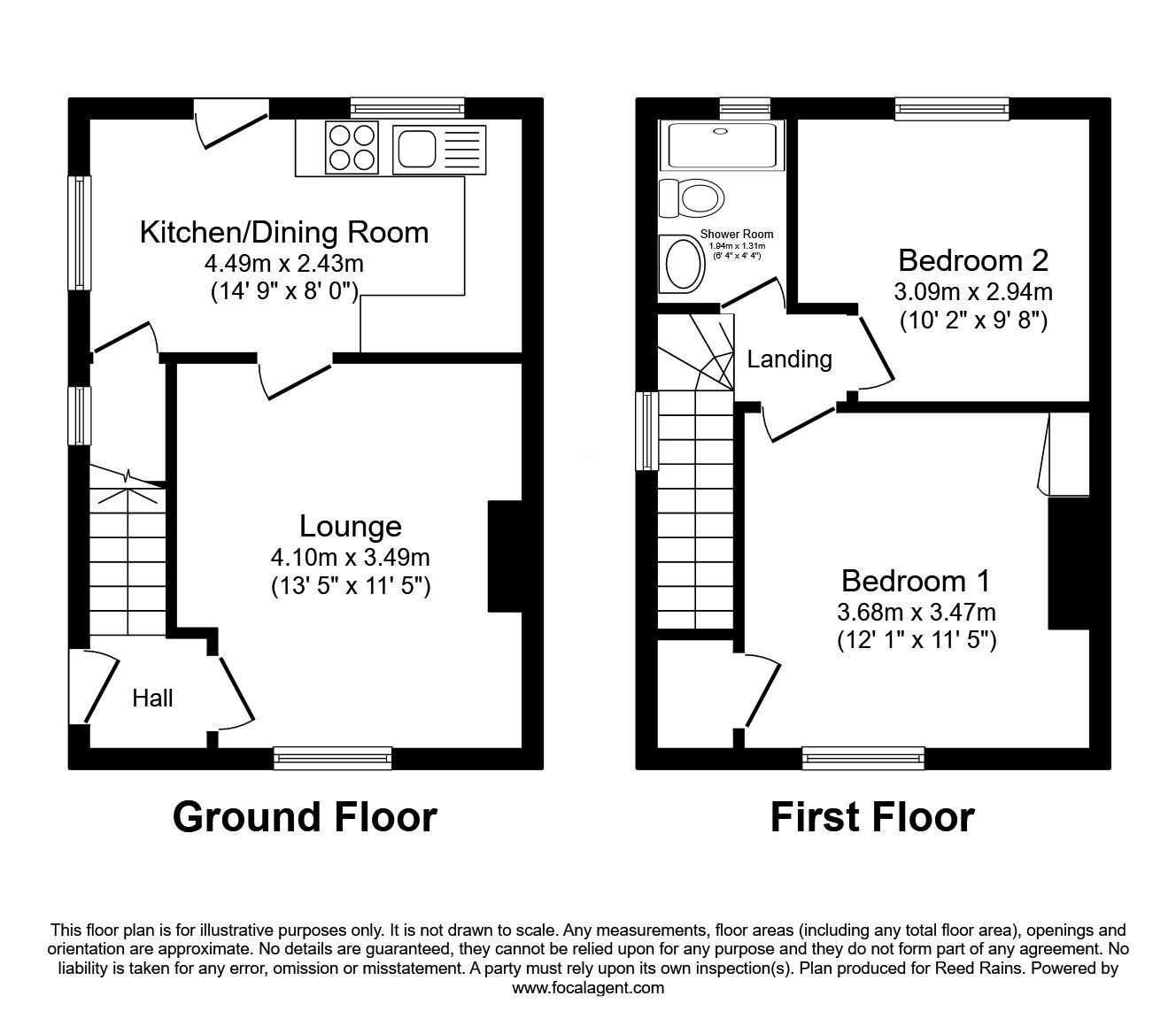 Floorplan of 2 bedroom End Terrace House for sale, Chaucer Road, Sheffield, South Yorkshire, S5