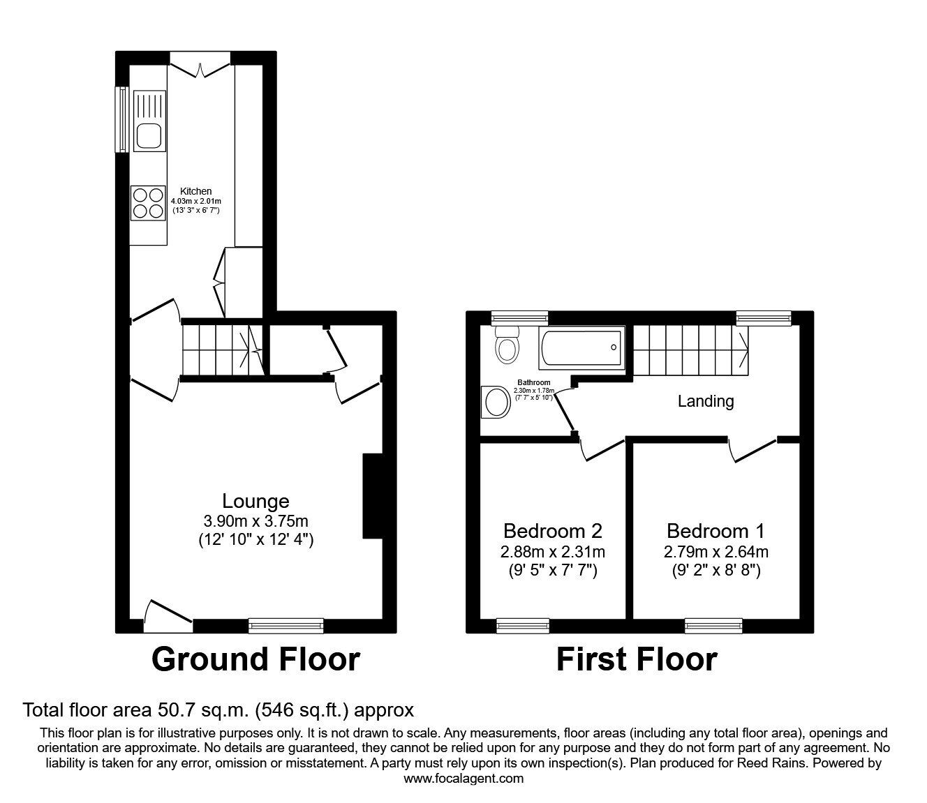 Floorplan of 2 bedroom Mid Terrace House to rent, Loxley New Road, Sheffield, South Yorkshire, S6