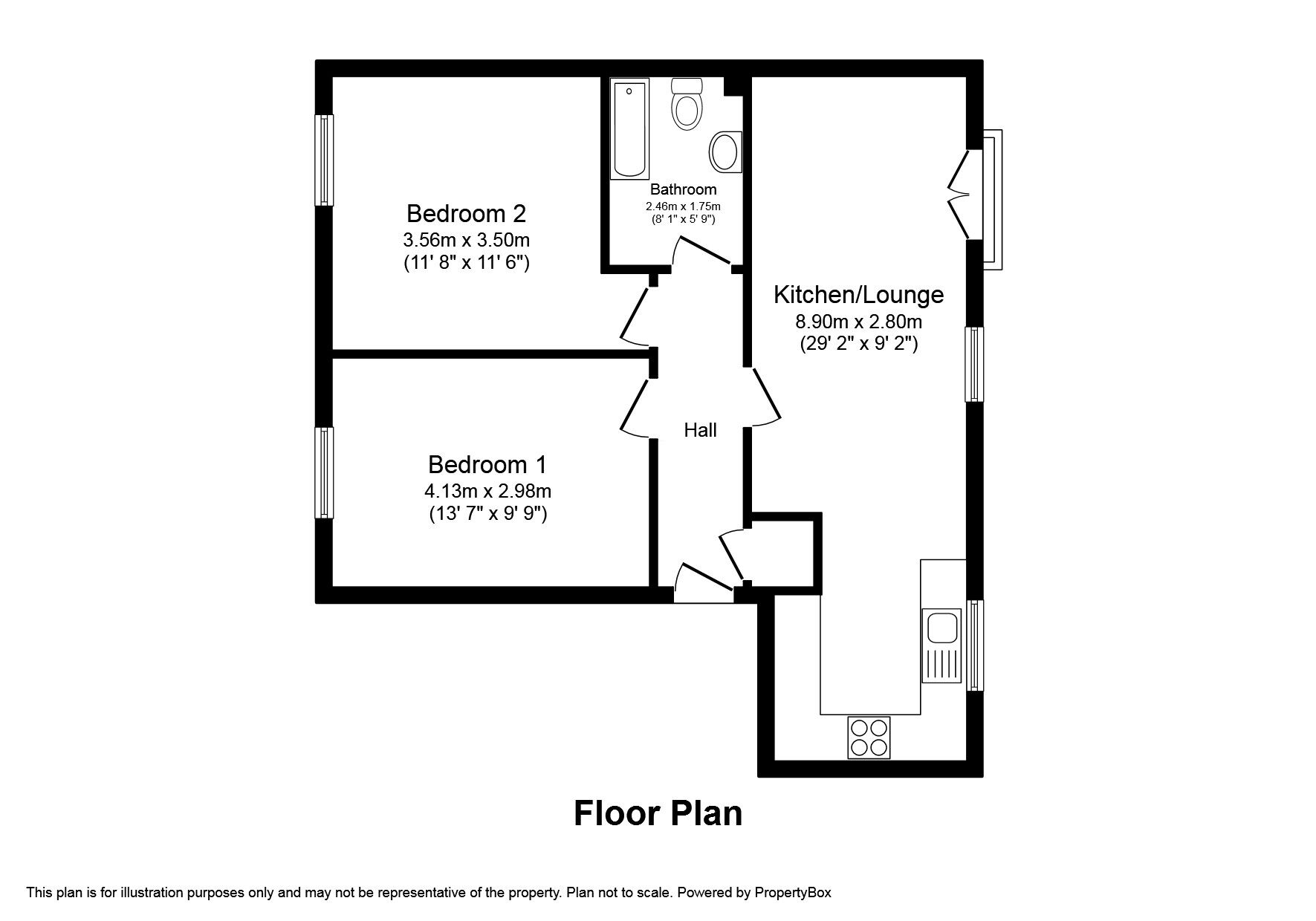 Floorplan of 2 bedroom  Flat to rent, Corn Mill Court, Sheffield, South Yorkshire, S6