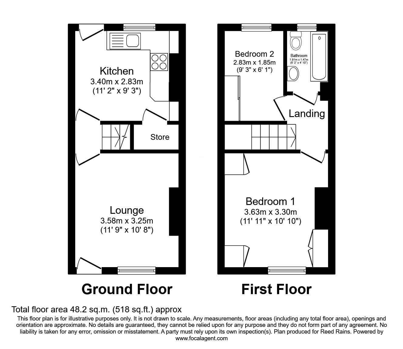 Floorplan of 2 bedroom Mid Terrace House for sale, Wood Road, Sheffield, South Yorkshire, S6