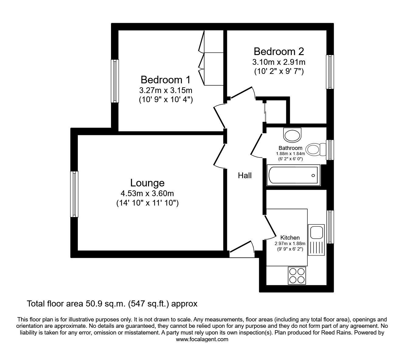 Floorplan of 2 bedroom  Flat to rent, Southwood Grove, Sheffield, South Yorkshire, S6