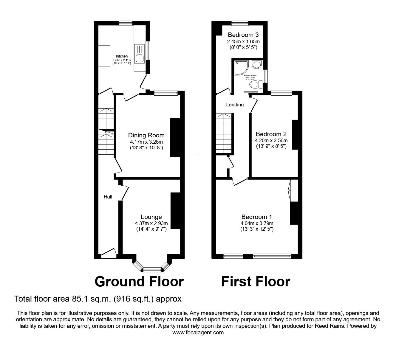 Floorplan of 3 bedroom End Terrace House for sale, Cannock Street, Sheffield, South Yorkshire, S6
