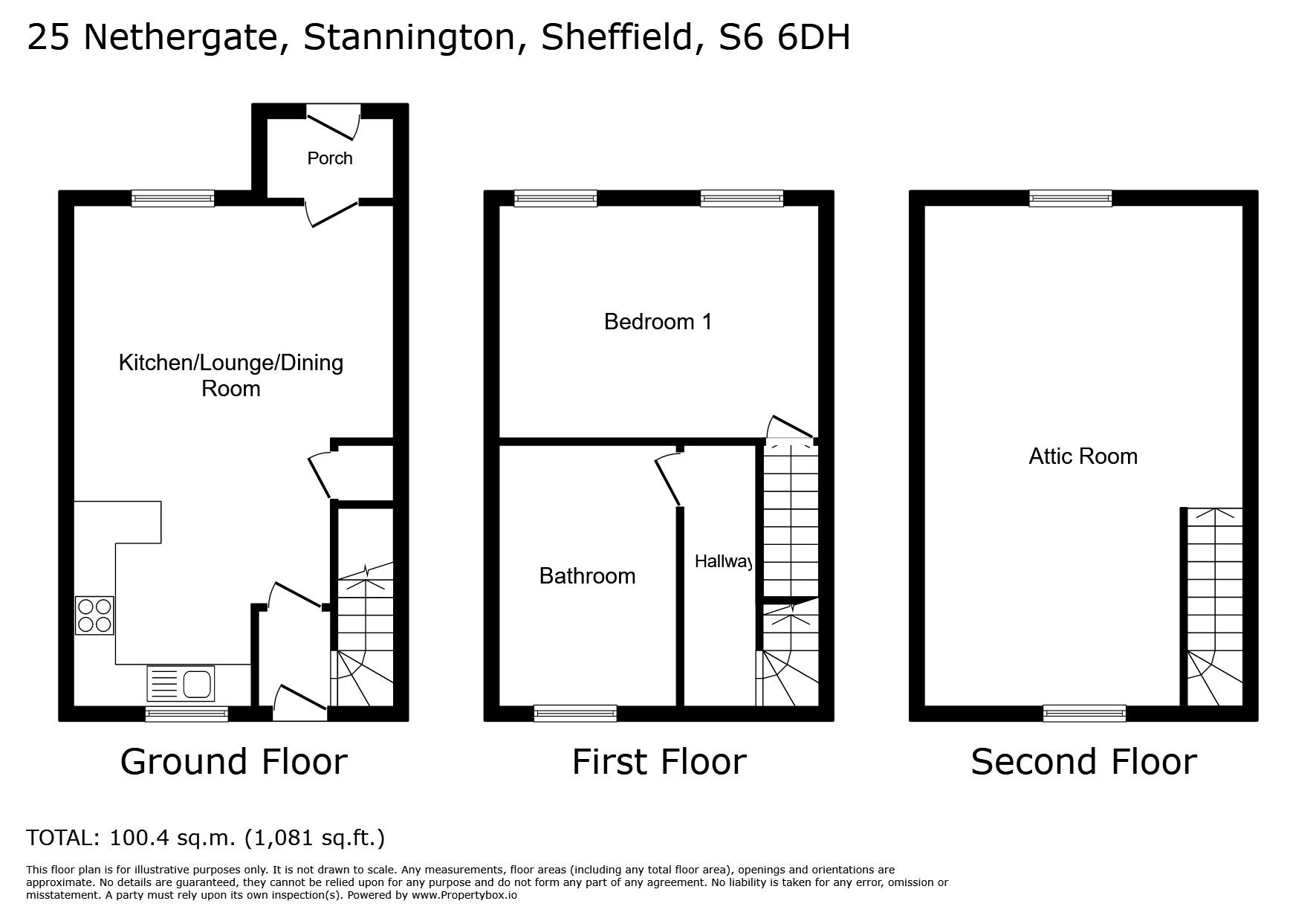 Floorplan of 2 bedroom Mid Terrace Property to rent, Nethergate, Stannington, South Yorkshire, S6