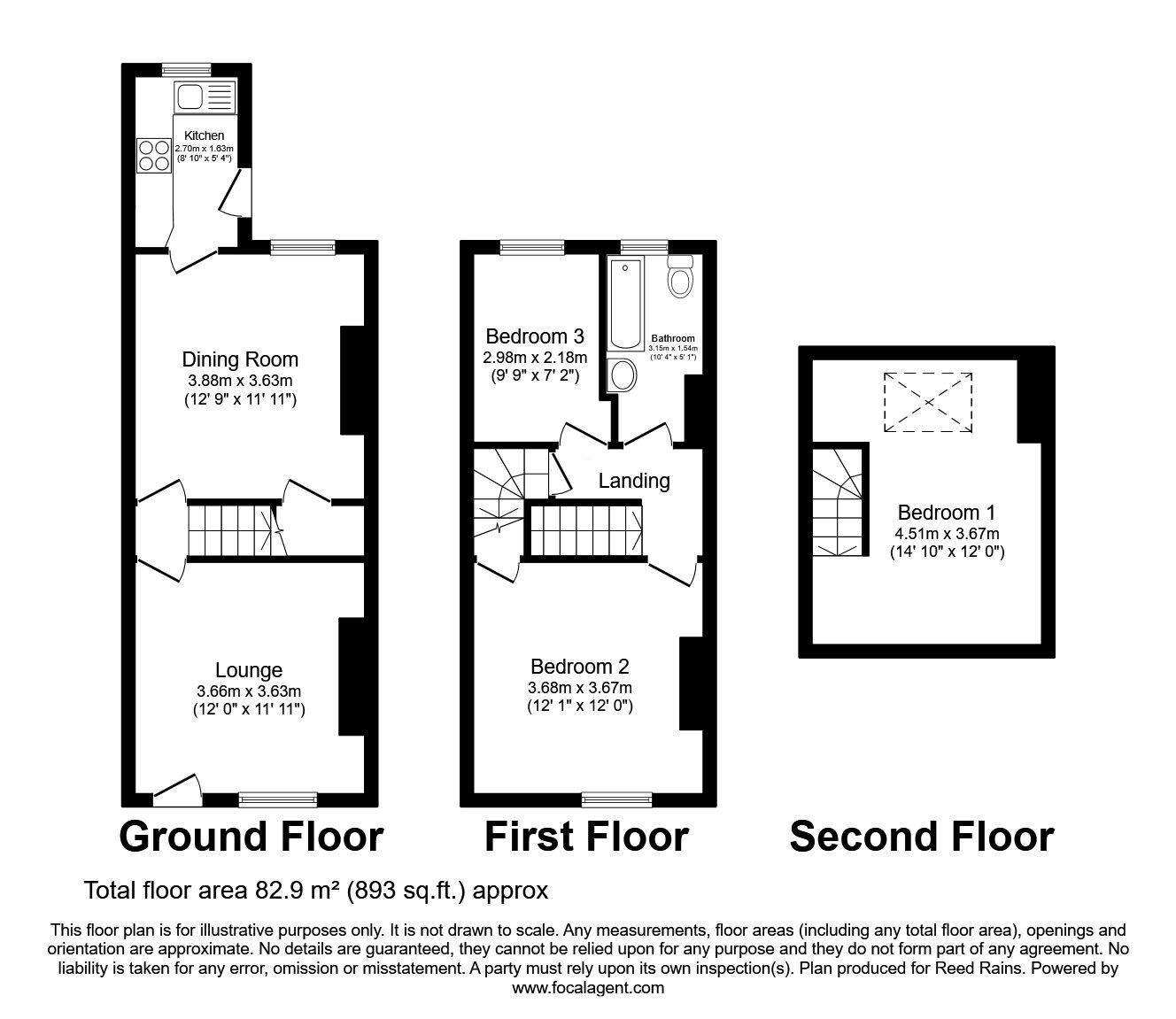 Floorplan of 3 bedroom Mid Terrace House for sale, Wynyard Road, Sheffield, South Yorkshire, S6