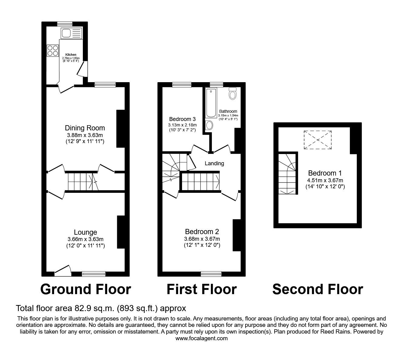 Floorplan of 3 bedroom Mid Terrace House for sale, Wynyard Road, Sheffield, South Yorkshire, S6