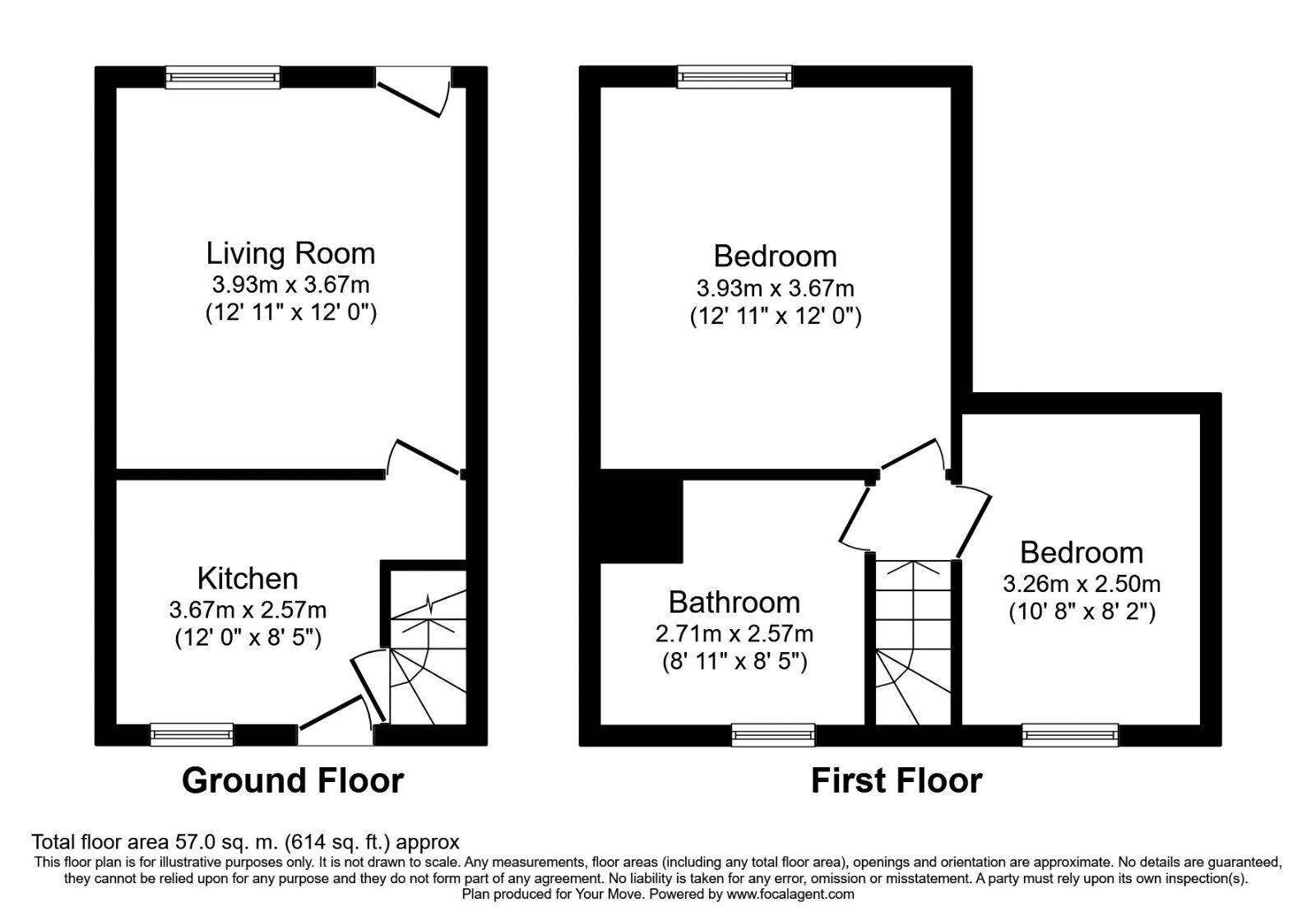 Floorplan of 2 bedroom Mid Terrace House to rent, St. Georges Road, Barnsley, South Yorkshire, S70