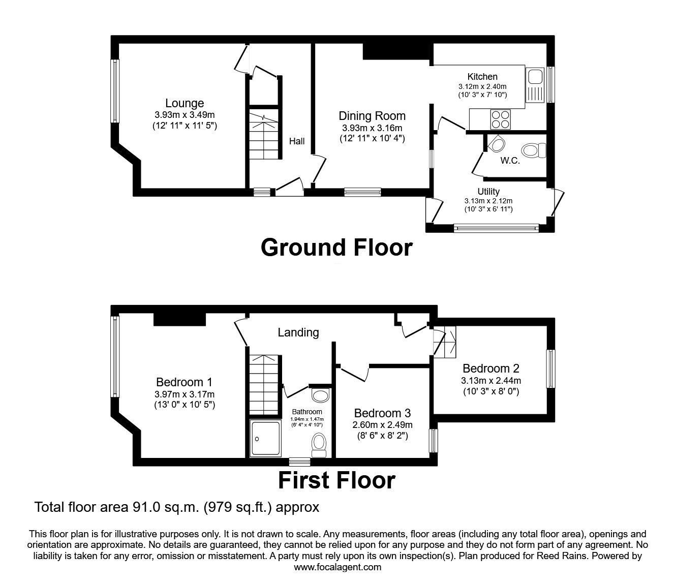 Floorplan of 3 bedroom Semi Detached House for sale, Uppergate Road, Stannington, South Yorkshire, S6