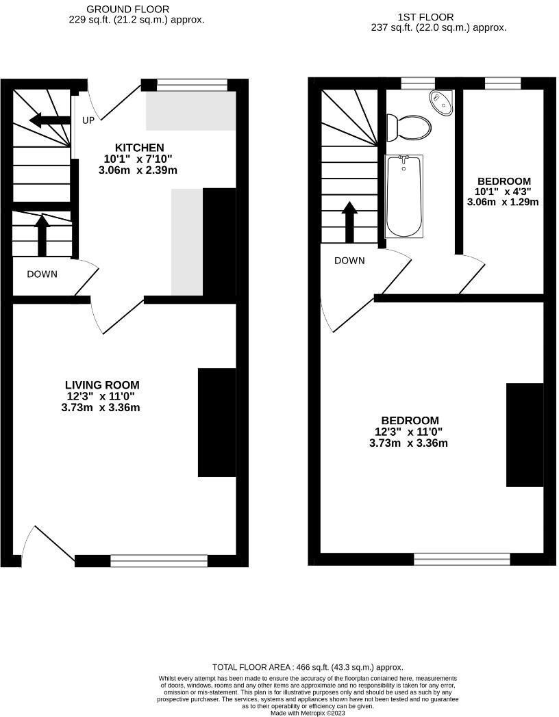 Floorplan of 1 bedroom Mid Terrace House for sale, Toyne Street, Sheffield, South Yorkshire, S10