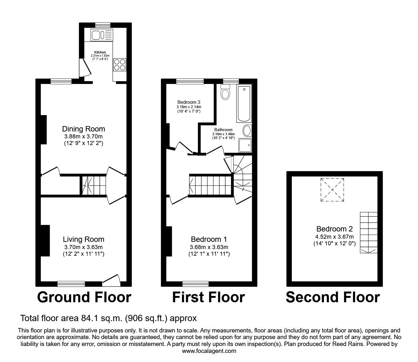Floorplan of 3 bedroom Mid Terrace House for sale, Taplin Road, Sheffield, South Yorkshire, S6