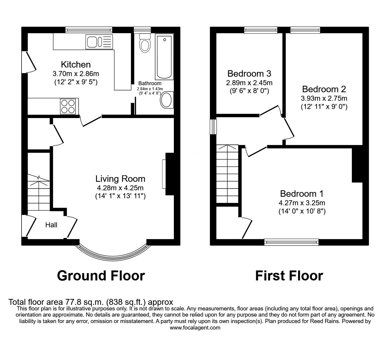 Floorplan of 3 bedroom End Terrace House for sale, Studfield Road, Sheffield, South Yorkshire, S6