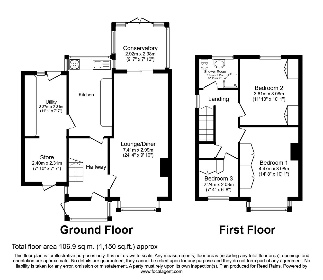 Floorplan of 3 bedroom Semi Detached House for sale, Marchwood Road, Sheffield, South Yorkshire, S6