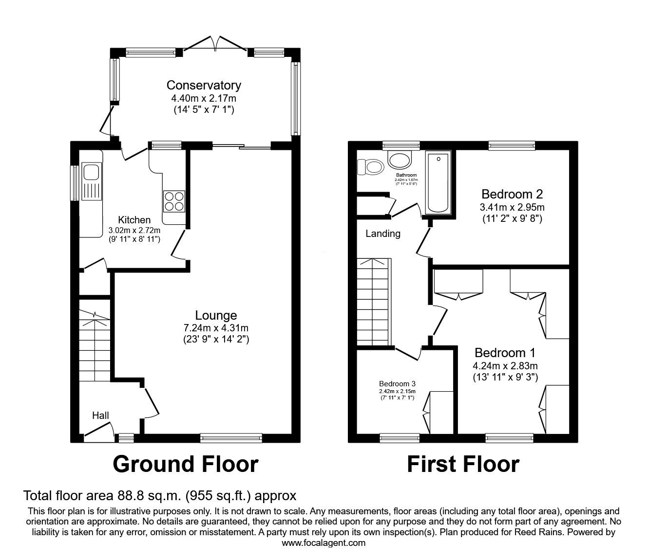 Floorplan of 3 bedroom Semi Detached House for sale, Taunton Avenue, Sheffield, South Yorkshire, S9