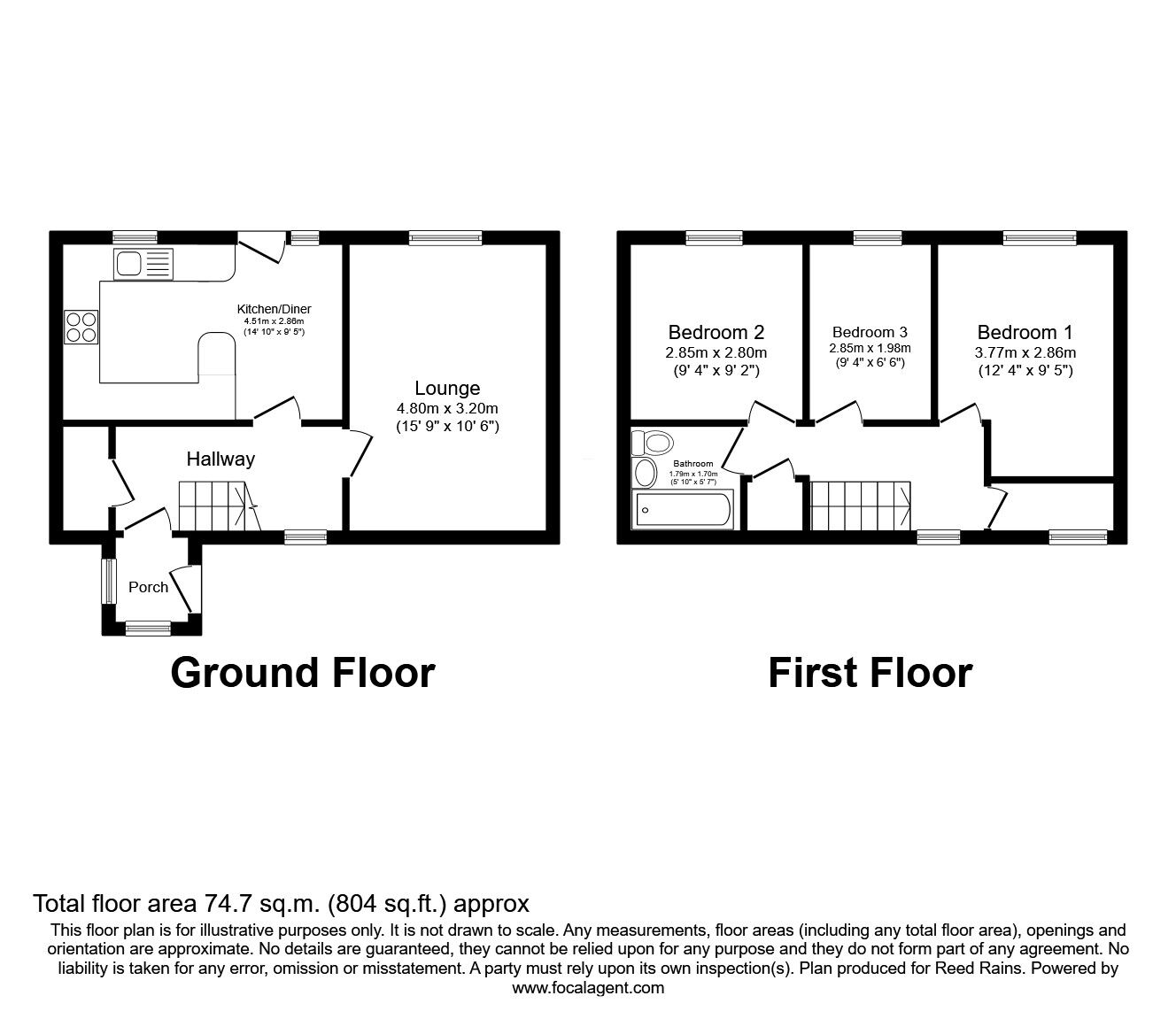 Floorplan of 3 bedroom Semi Detached House for sale, Lyons Road, Sheffield, South Yorkshire, S4
