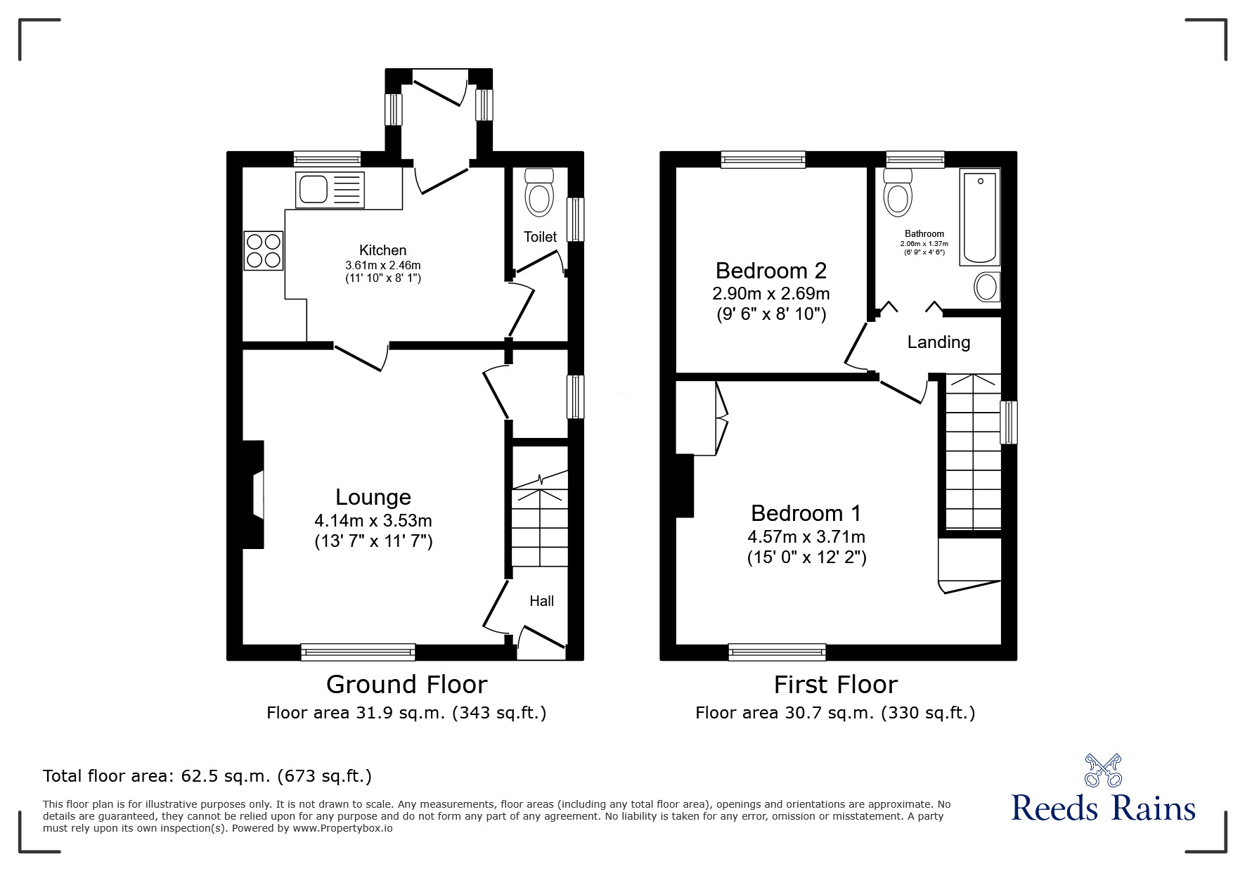 Floorplan of 2 bedroom Semi Detached House to rent, Everingham Crescent, Sheffield, South Yorkshire, S5